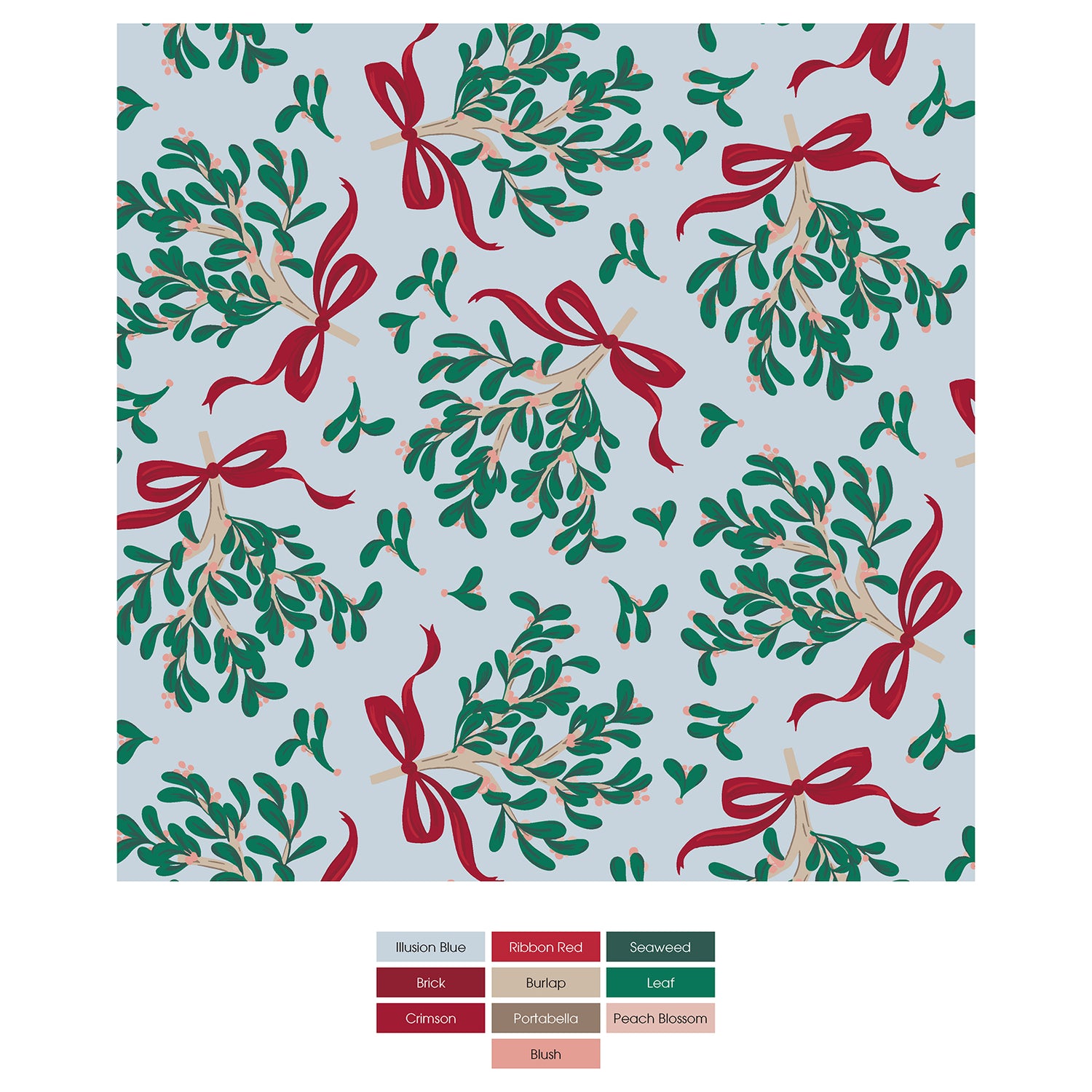 Print Dog Bandana in Illusion Blue Mistletoe & Ribbons