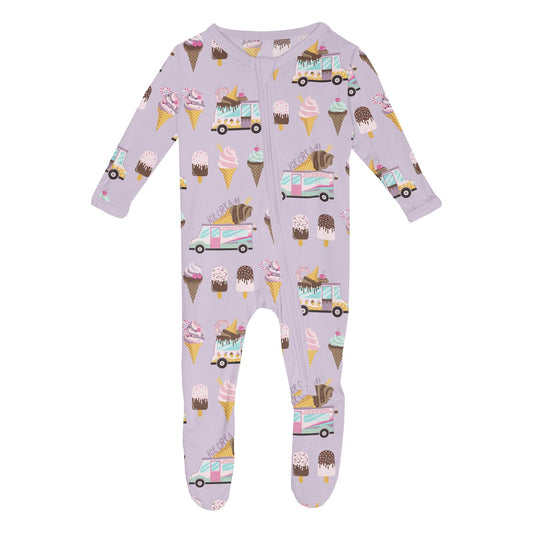 Print Footie with 2 Way Zipper in Thistle Ice Cream Truck (362243)