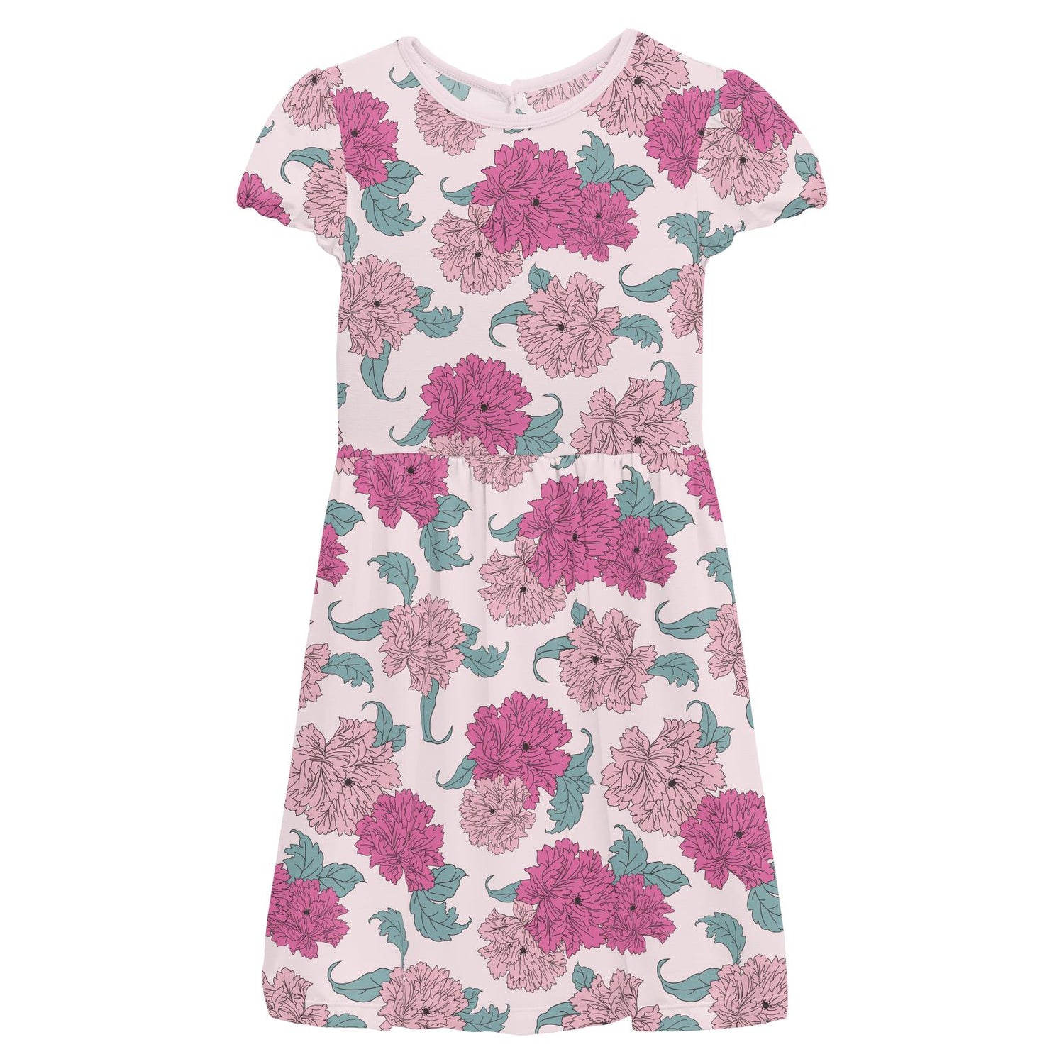 Print Flutter Sleeve Twirl Dress with Pockets in Shrinking Violet Peonies (362289)