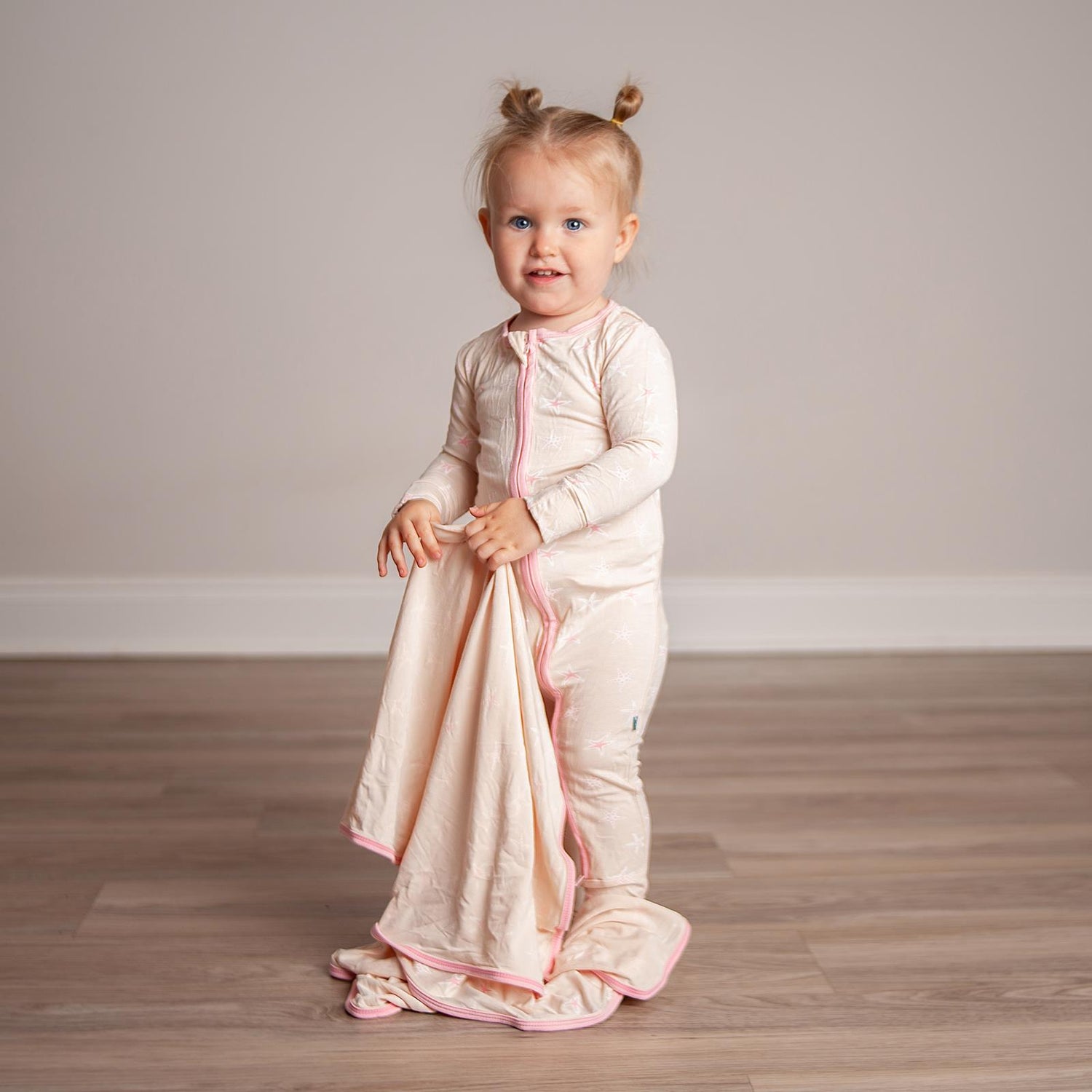 Print Footie with 2 Way Zipper in Latte Starfish (362294)