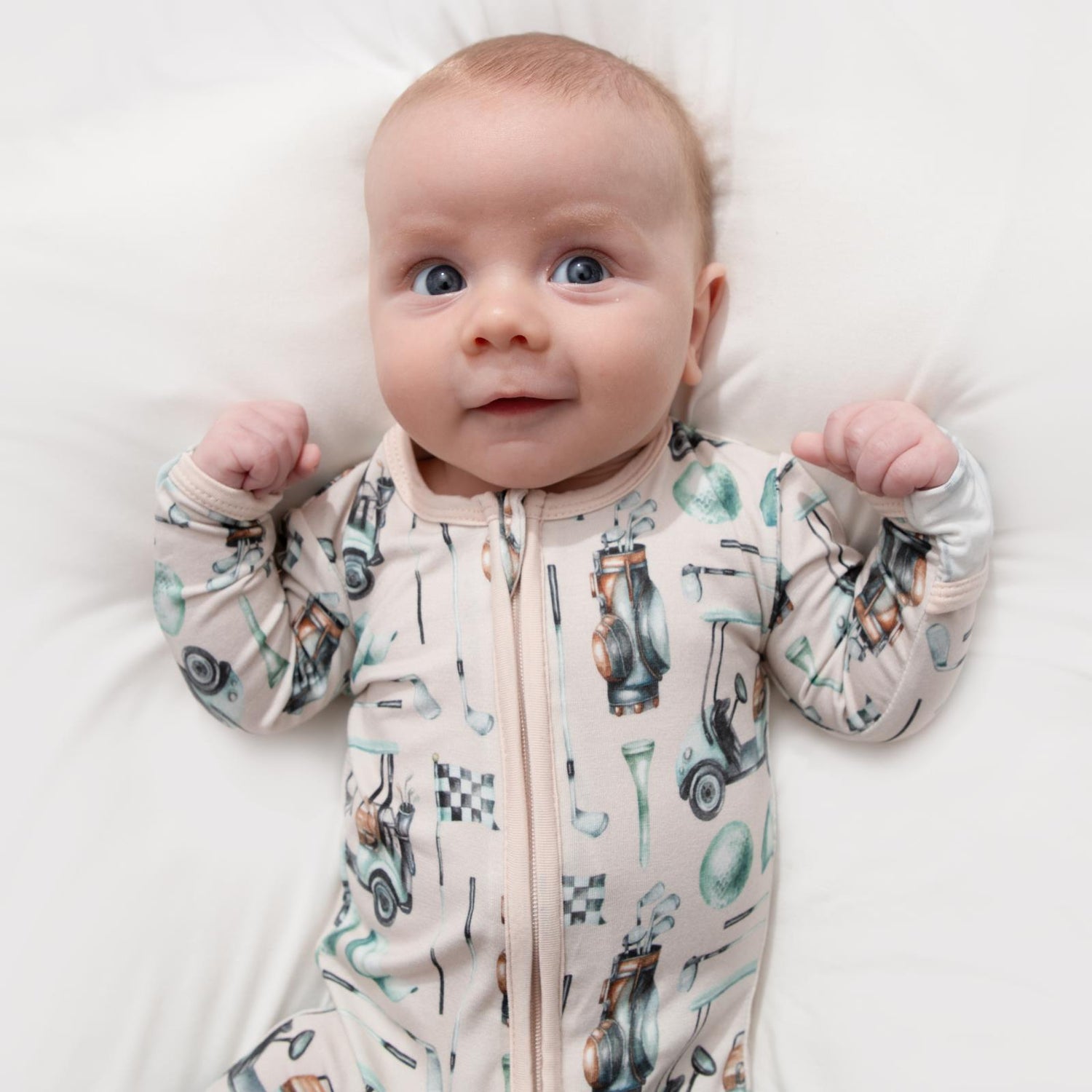 Print Footie with 2 Way Zipper in Latte Golf (362304)