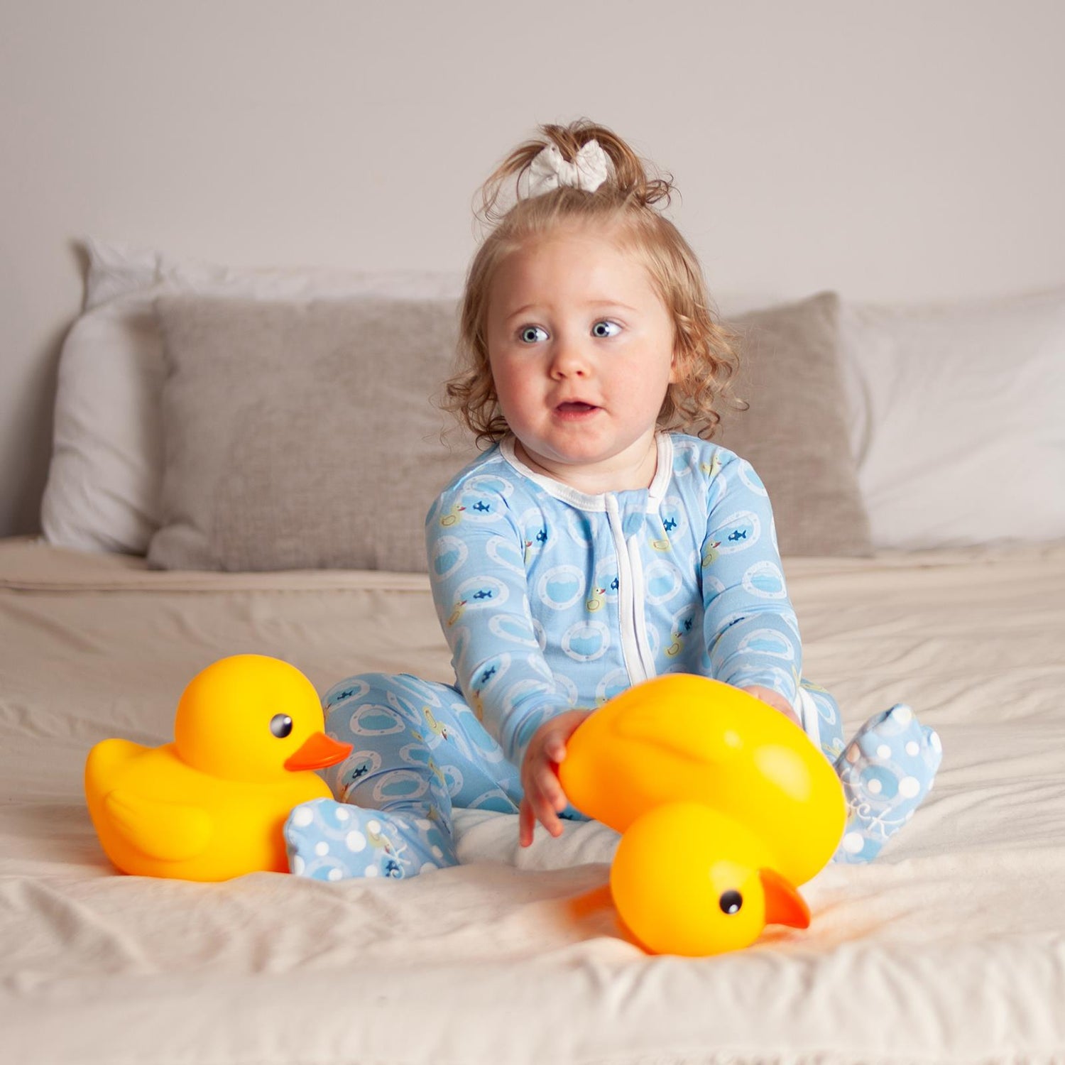 Print Footie with 2 Way Zipper in Seaside Blue Porthole Rubber Ducky (362308)