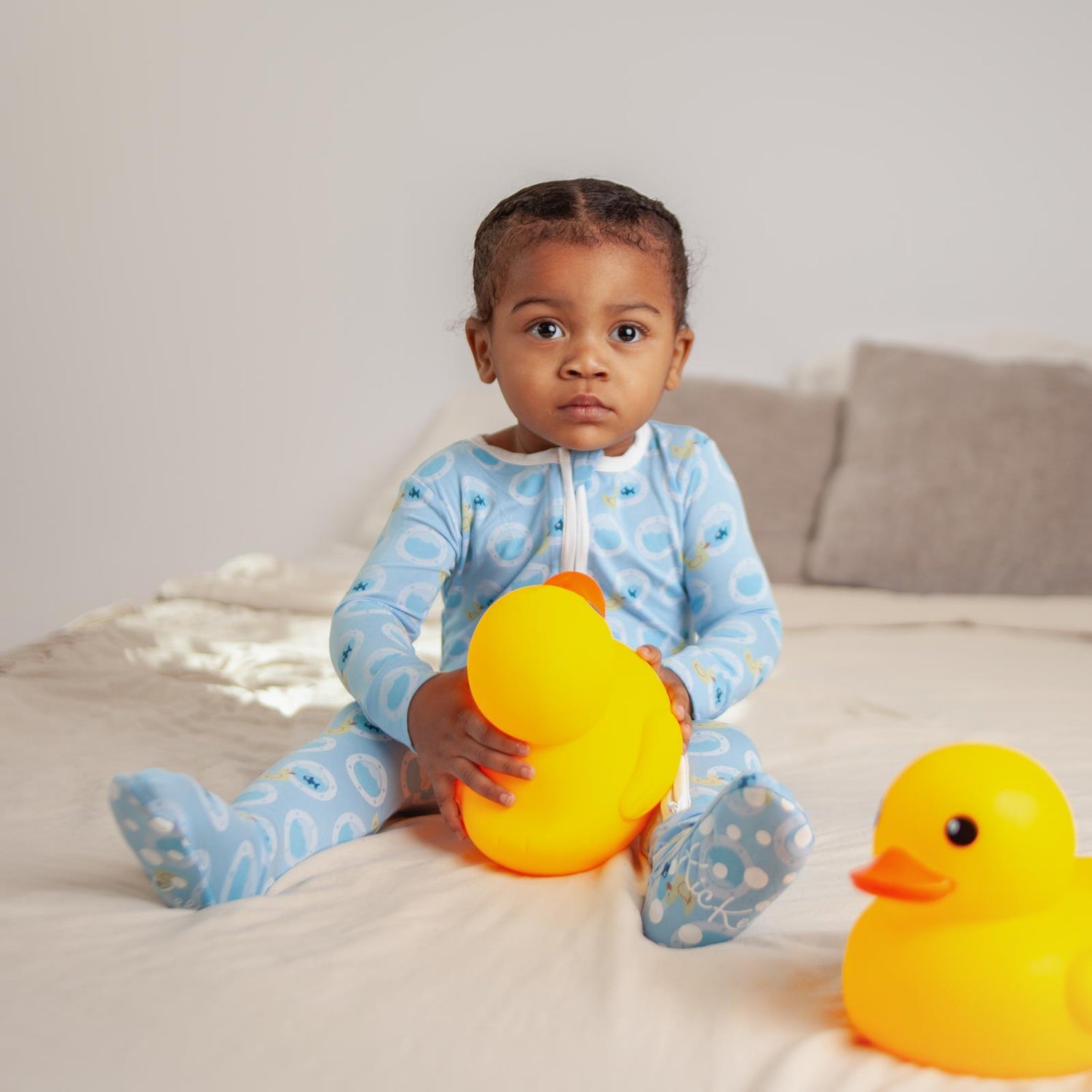 Print Footie with 2 Way Zipper in Seaside Blue Porthole Rubber Ducky (362313)