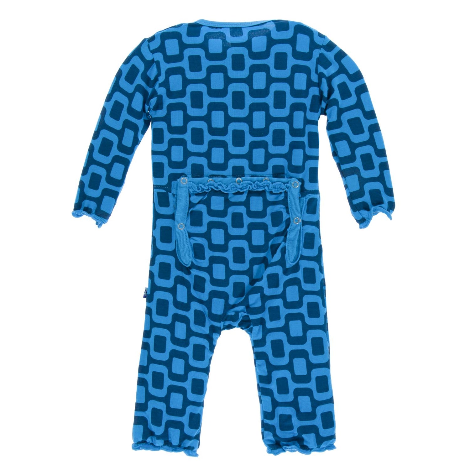 Print Muffin Ruffle Coverall with Zipper in Ipanema