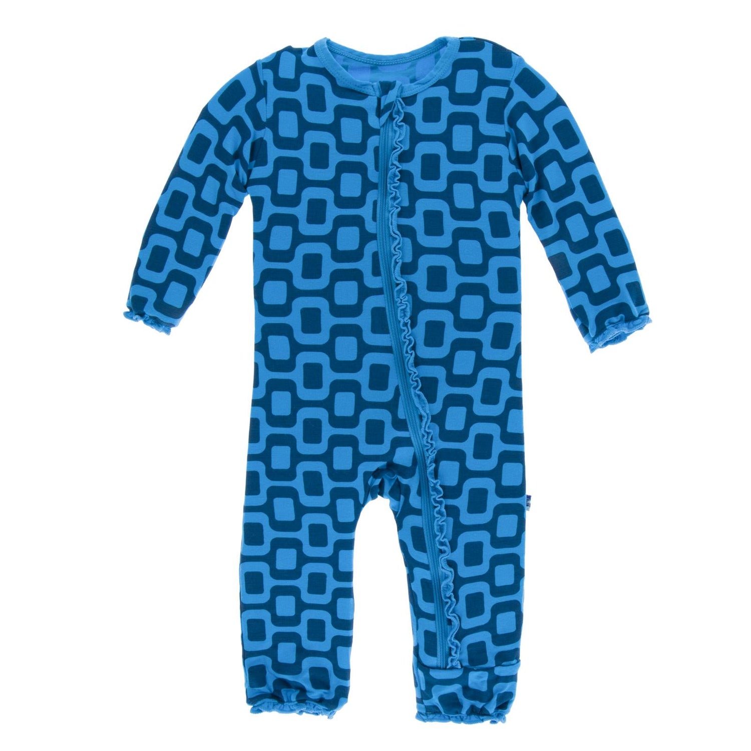 Print Muffin Ruffle Coverall with Zipper in Ipanema