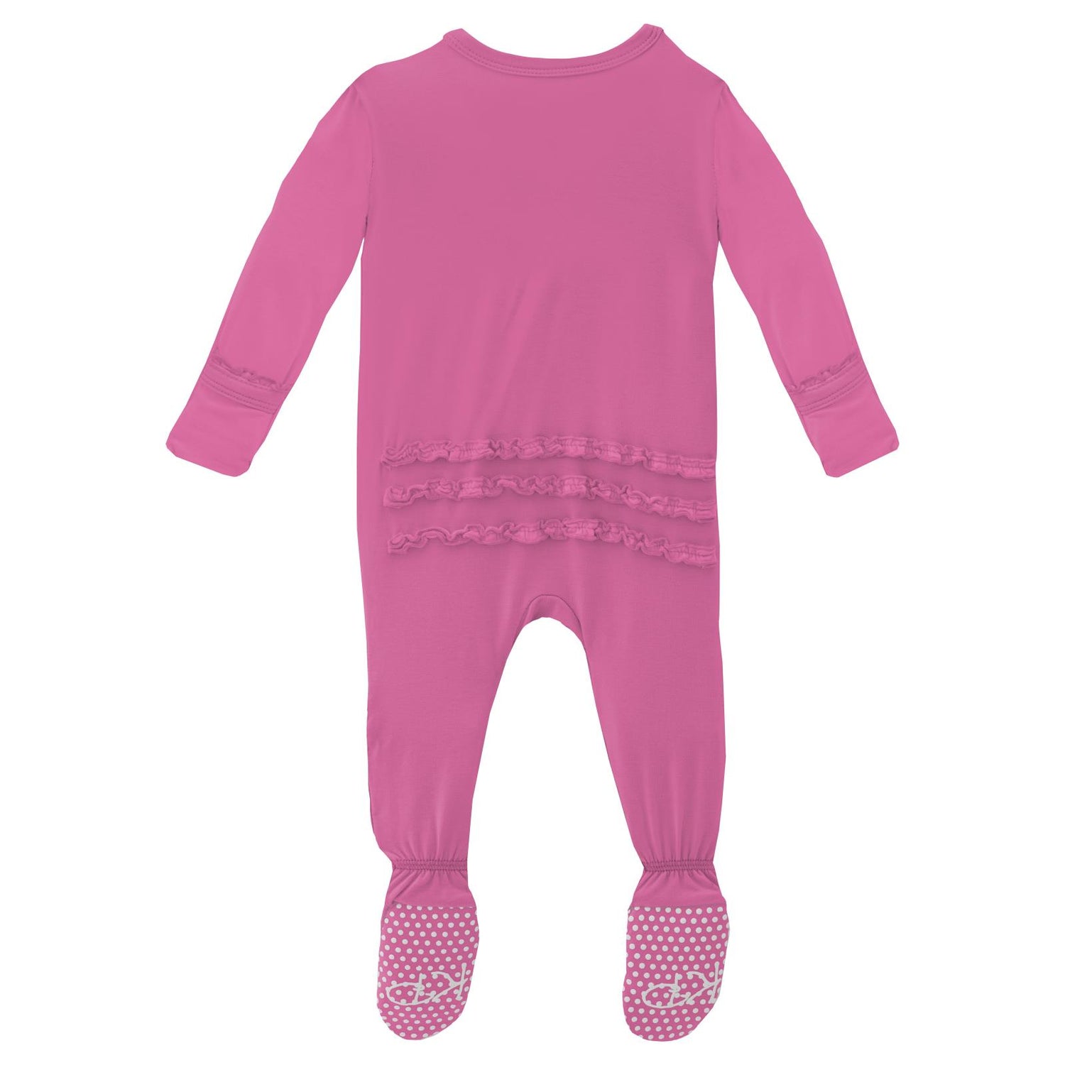 Muffin Ruffle Footie with 2 Way Zipper in Tulip