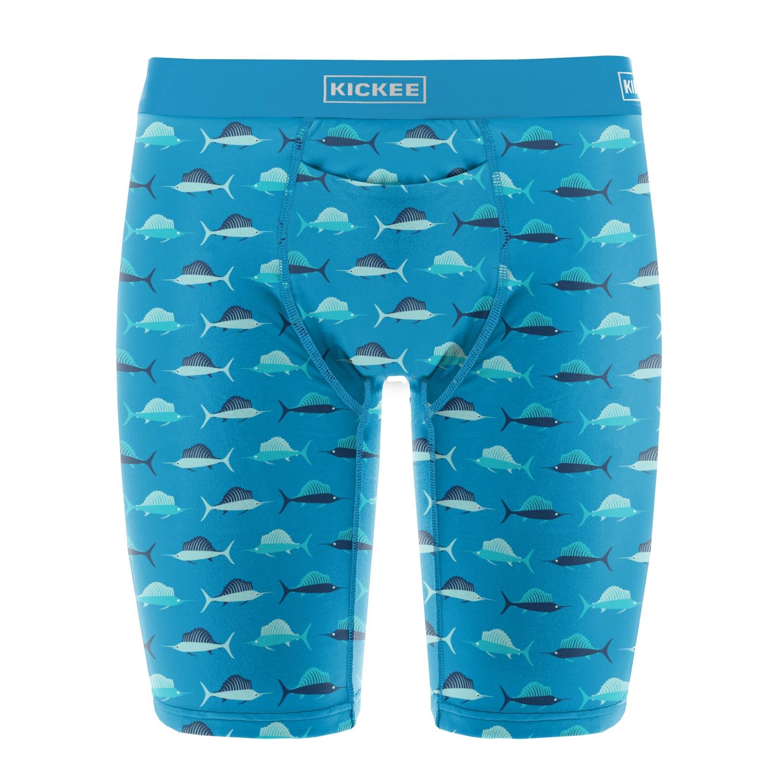 Men's Print Long Boxer Brief with Top Fly in Amazon Swordfish (194466)