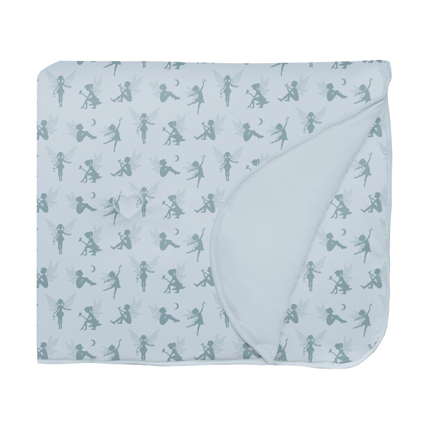 Print Fluffle Toddler Blanket with Embroidery in Illusion Blue Forest Fairies