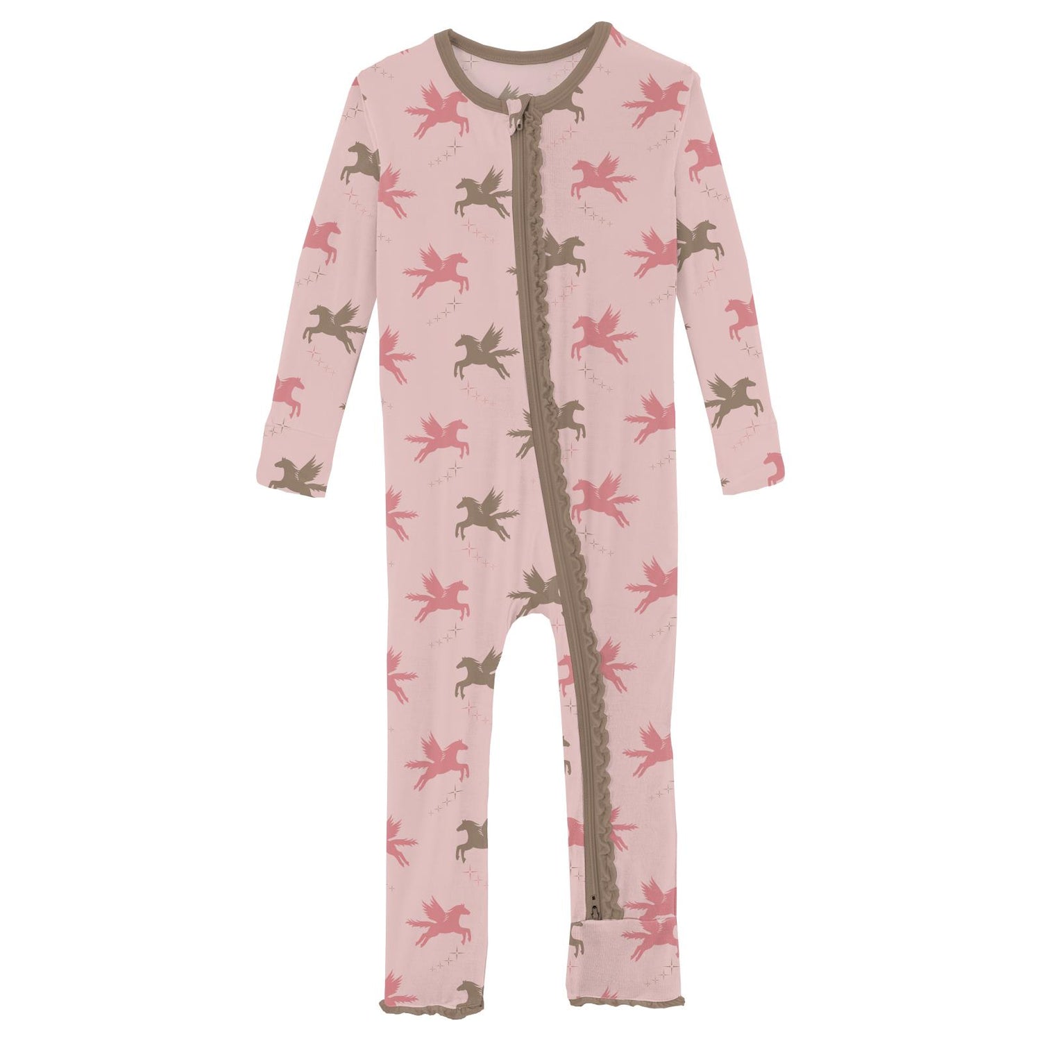 Print Muffin Ruffle Coverall with 2 Way Zipper in Baby Rose Pegasus (344221)