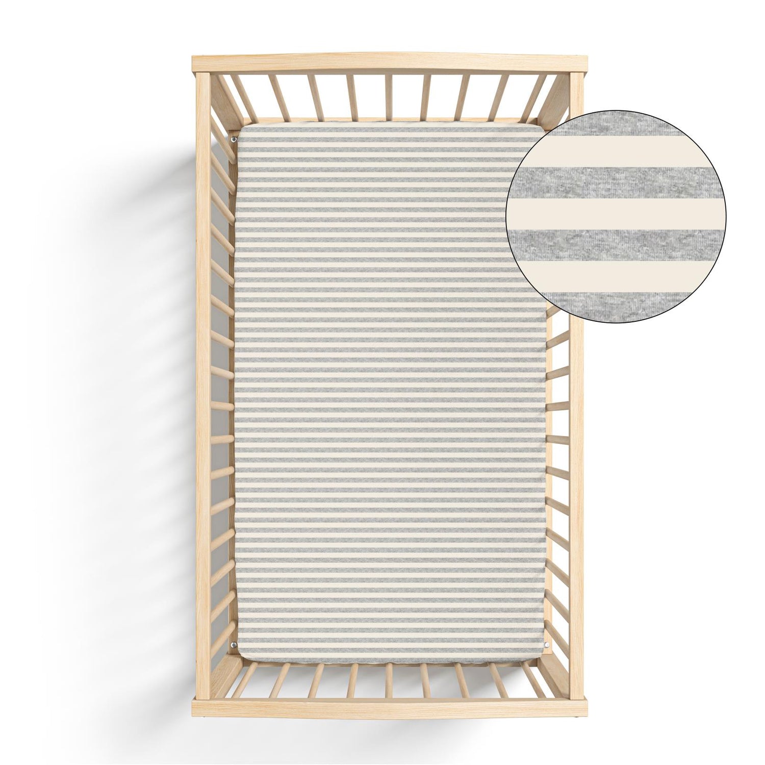 Print Grow with me Crib to Twin Fitted Sheet in Heathered Mist Sweet Stripe