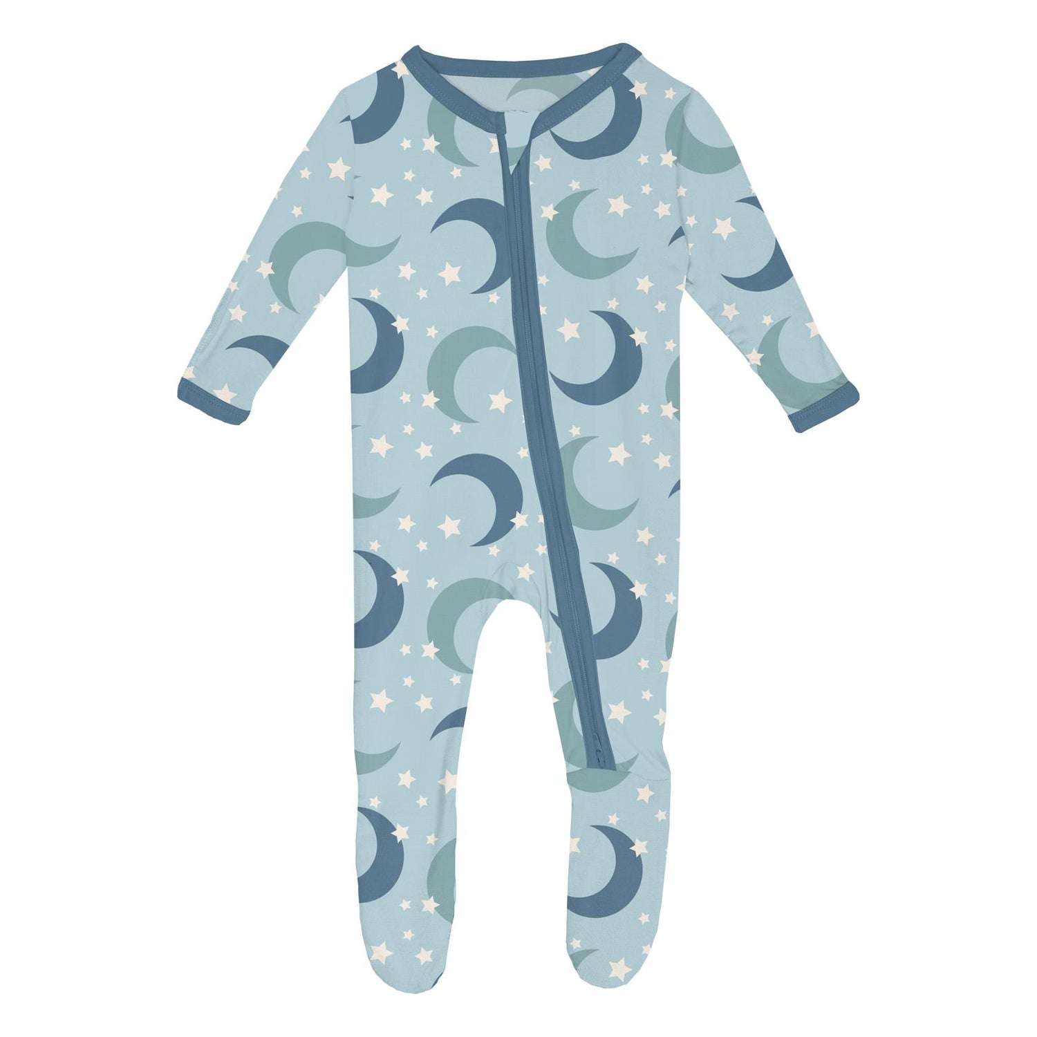 Print Footie with 2 Way Zipper in Spring Sky Moon and Stars (246758)