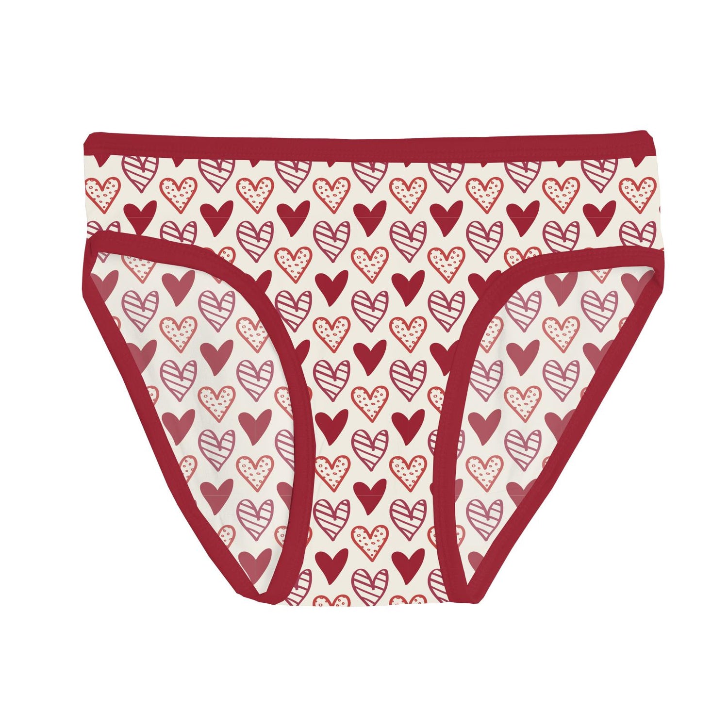 Print Girl's Underwear in Natural Heart Doodles