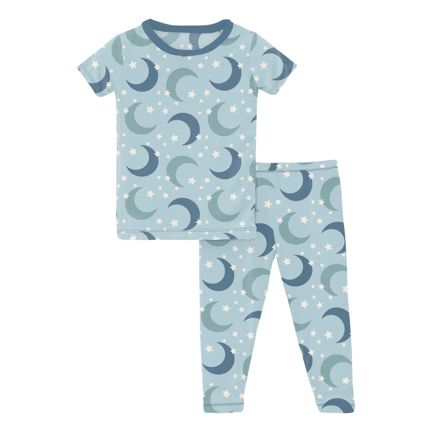 Print Short Sleeve Pajama Set in Spring Sky Moon and Stars (246912)