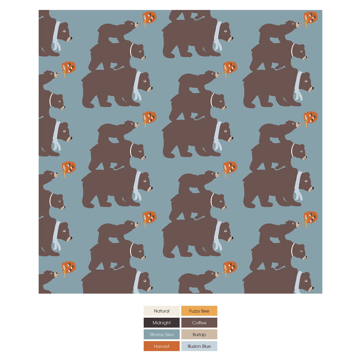Print Long Sleeve Hoodie Romper in Stormy Sea Three Naughty Bears (295776)
