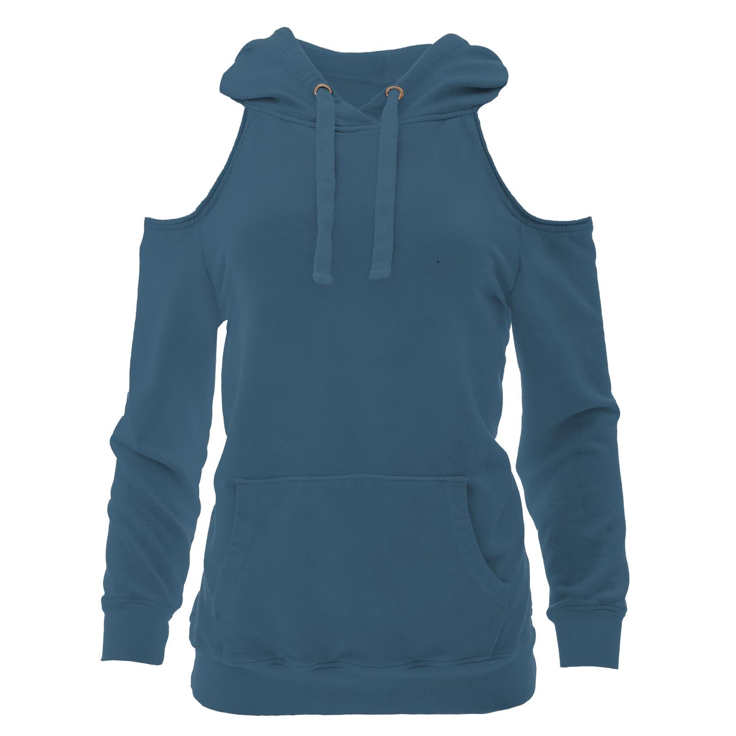Women's Fleece Open-Shoulder Pullover in Deep Sea