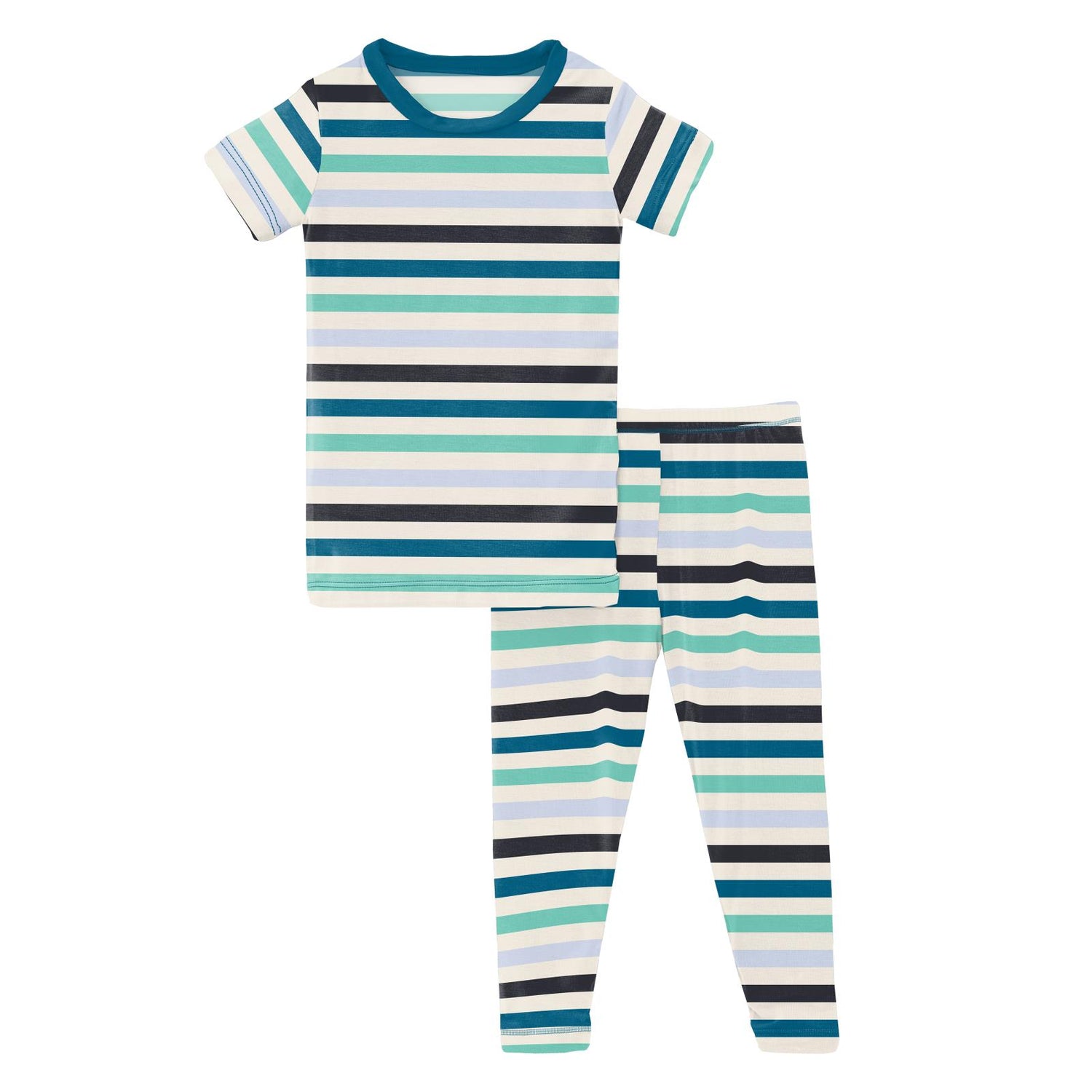 Print Short Sleeve Pajama Set in Little Boy Blue Stripe