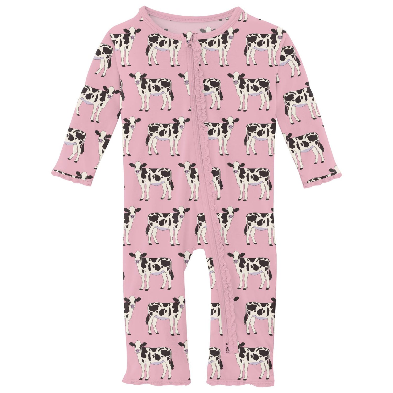 Print Muffin Ruffle Coverall with 2 Way Zipper in Cake Pop Cows (313138)