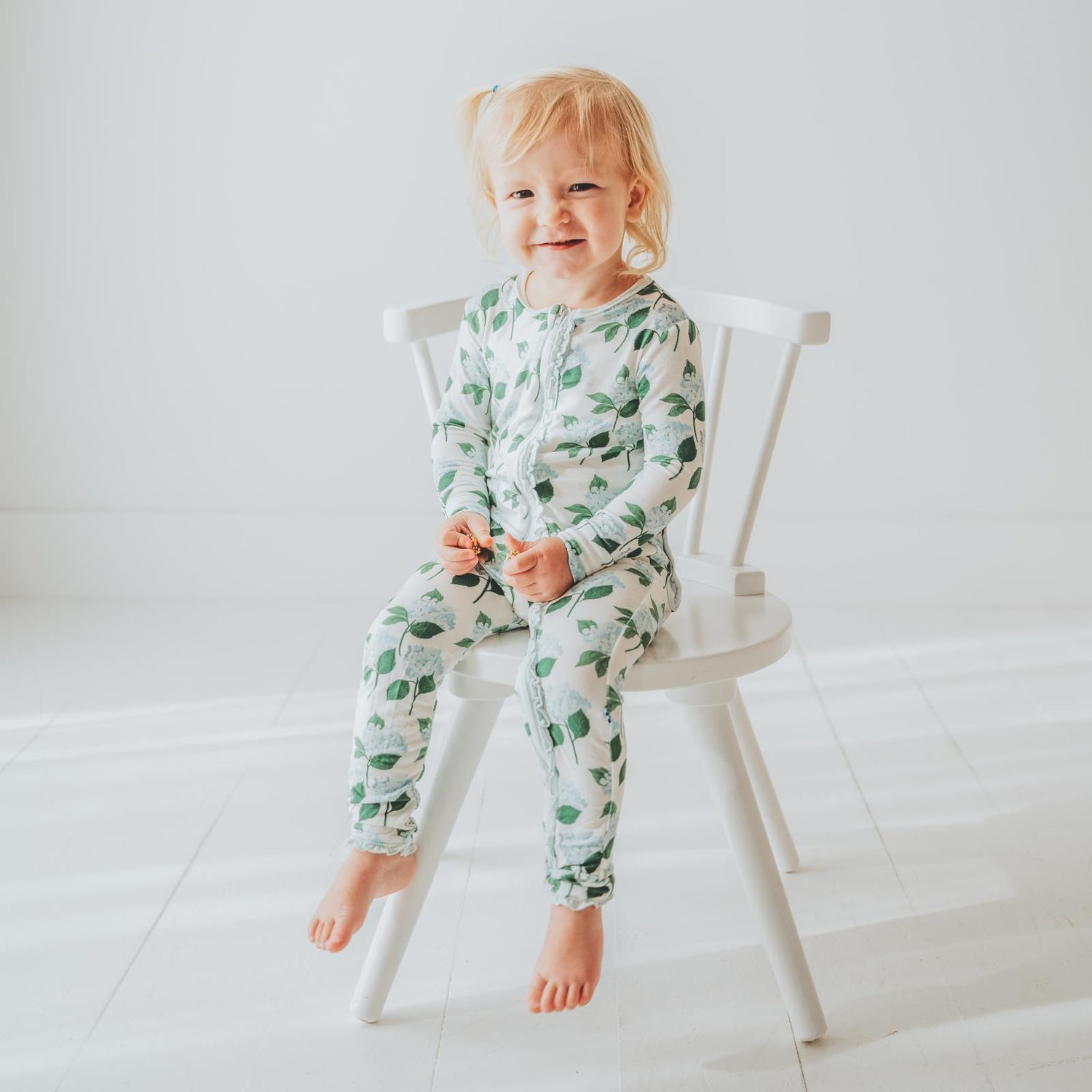 Print Muffin Ruffle Coverall with 2 Way Zipper in Hydrangea Bouquet (313158)