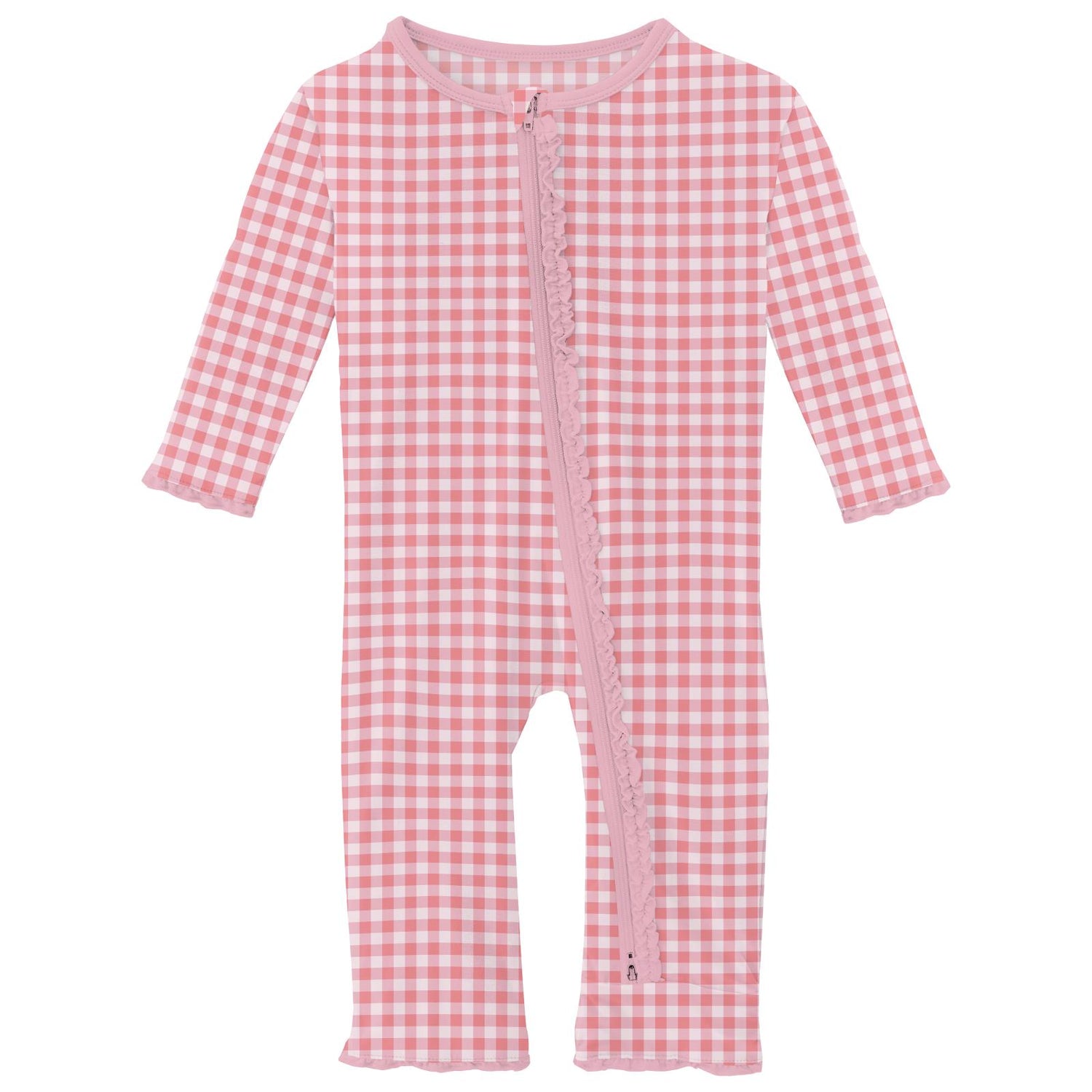Print Muffin Ruffle Coverall with 2 Way Zipper in Cake Pop Gingham (313152)