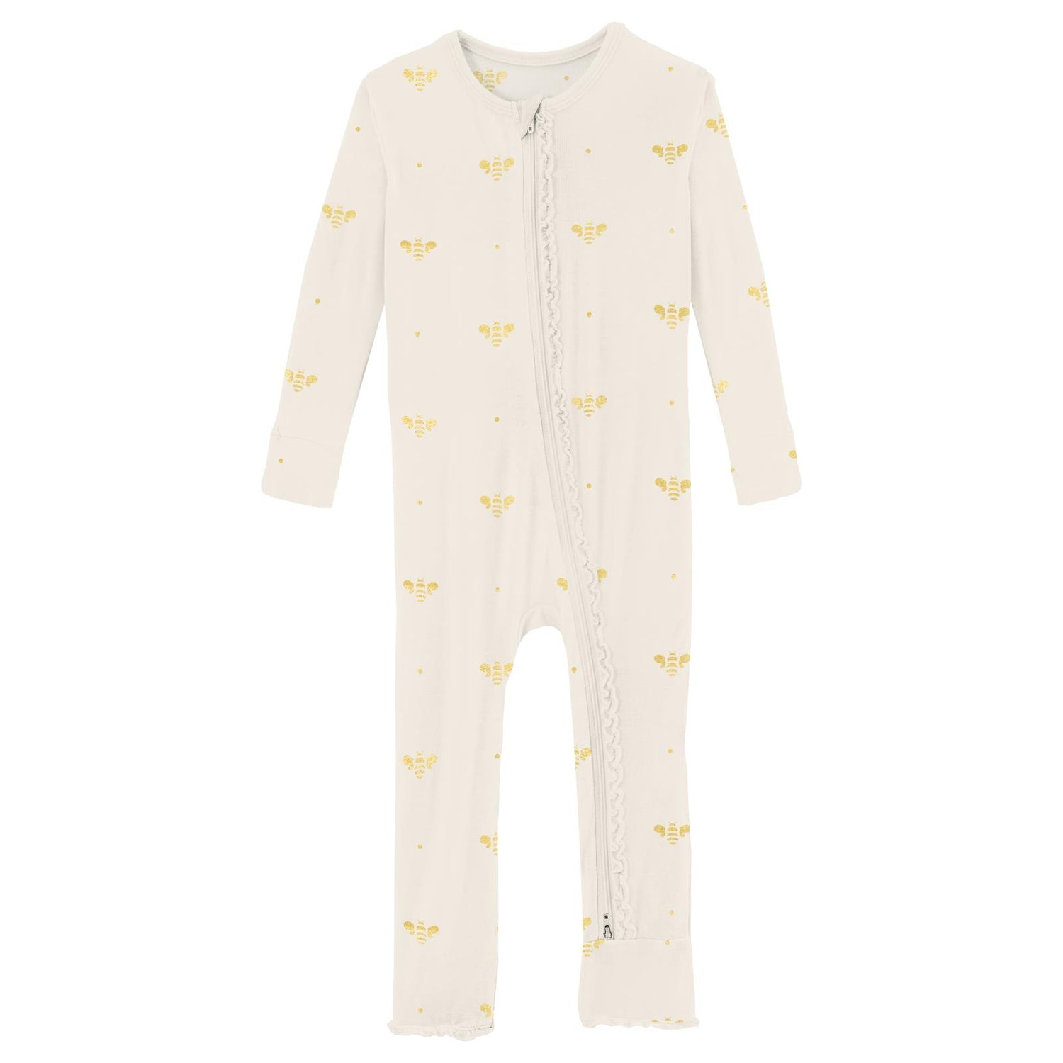 Print Muffin Ruffle Coverall with 2 Way Zipper in Gold Bees (313231)