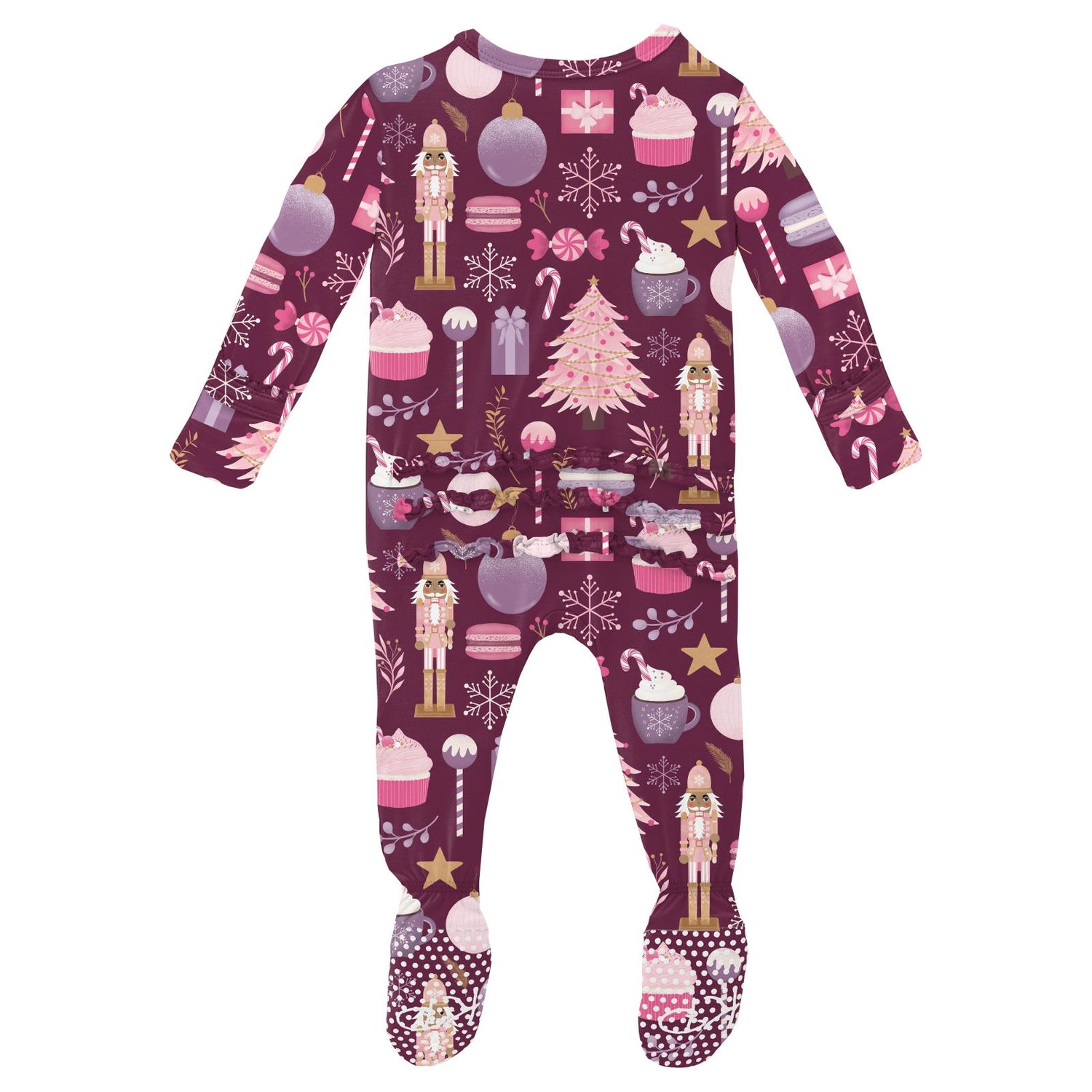 Print Muffin Ruffle Footie with 2 Way Zipper in Melody Sugar Plum (368095)