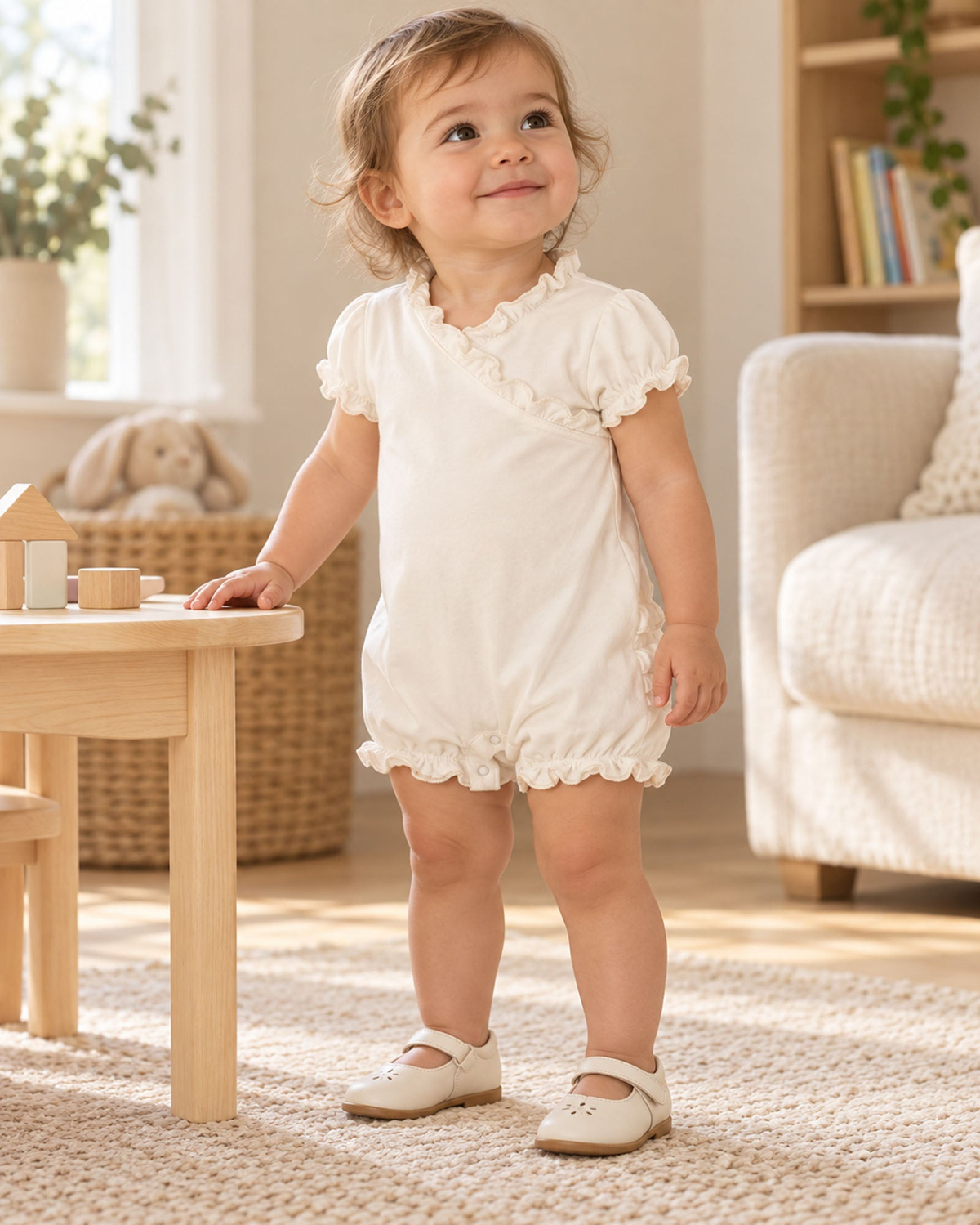 KICKEE Sweet Romper, Natural