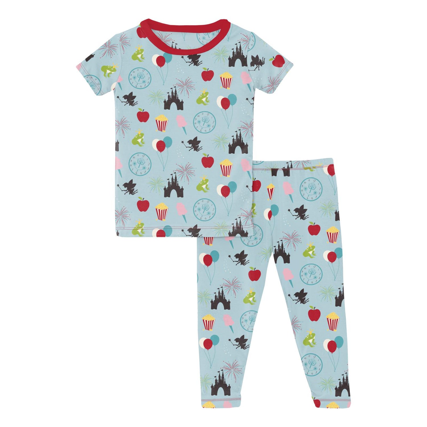Print Short Sleeve Pajama Set in Spring Sky Theme Park (341058)