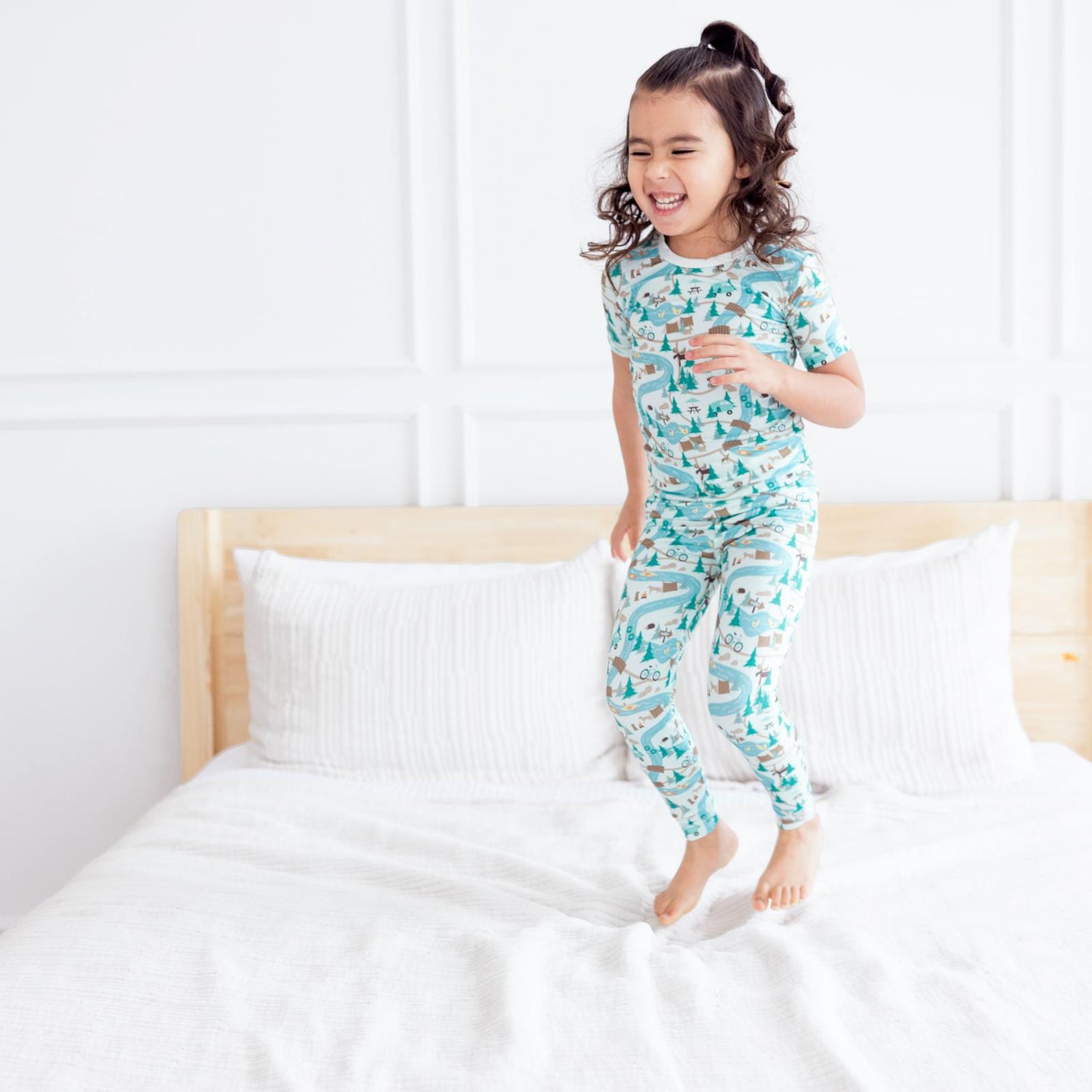 Print Short Sleeve Pajama Set in Fresh Air Campground Map (360018)
