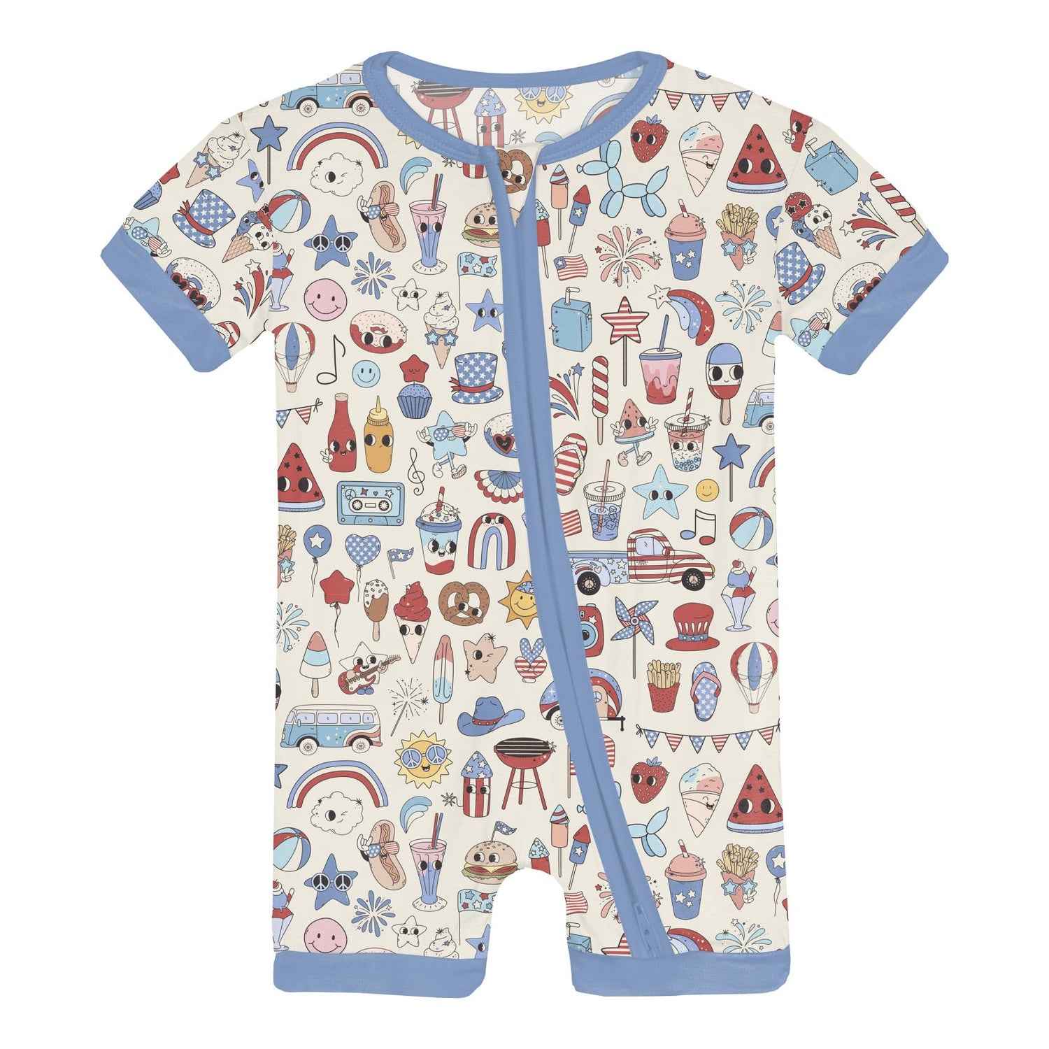 Print Shorty Sleeper with Zipper in Party USA (359839)