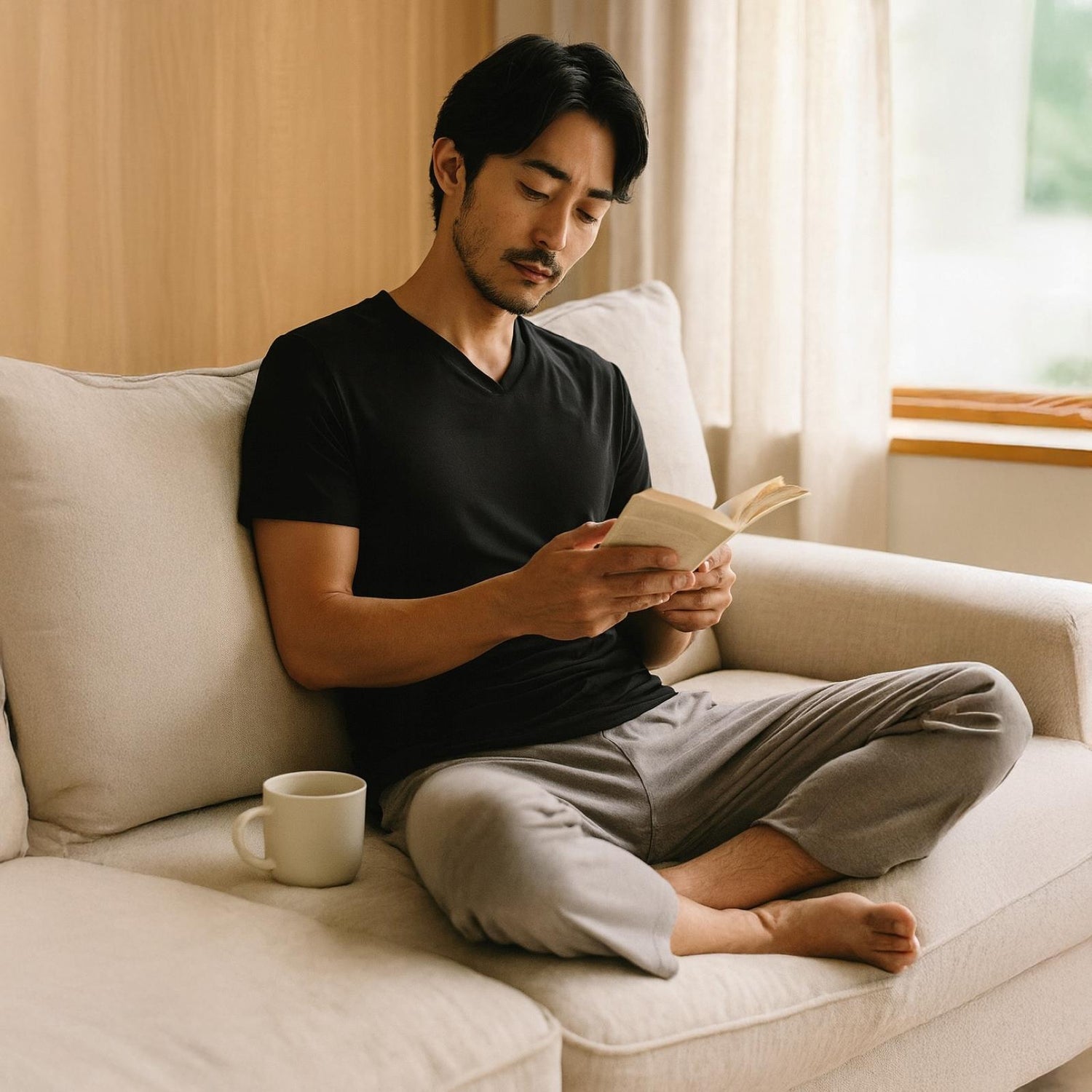 Men's Short Sleeve V-Neck Tee in Midnight (373777)