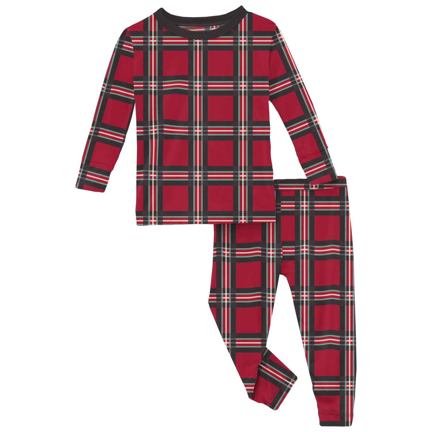 Print Long Sleeve Pajama Set in Classic Holiday Plaid (275551)