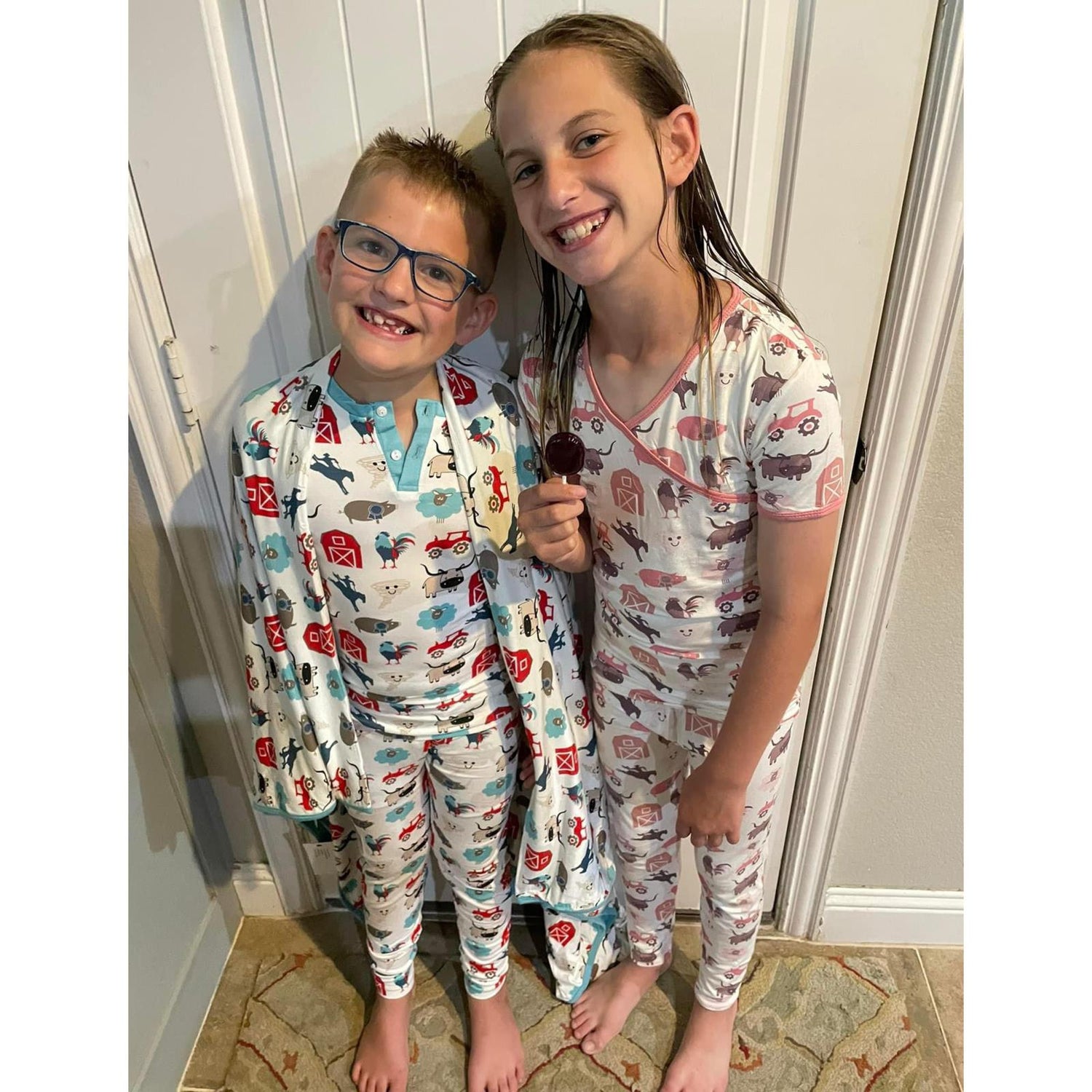 Print Short Sleeve Kimono Pajama Set in Desert Rose Rowdy Howdy (341004)