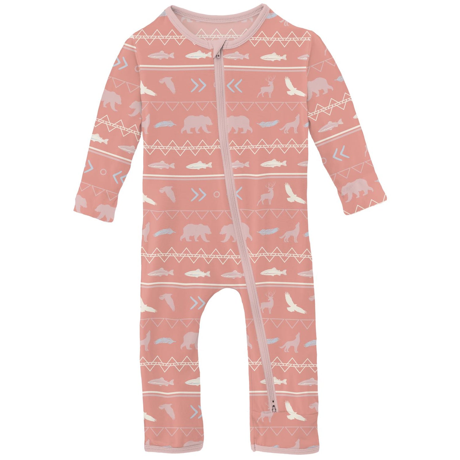 Print Coverall with 2 Way Zipper in Blush Native Tribal Lore
