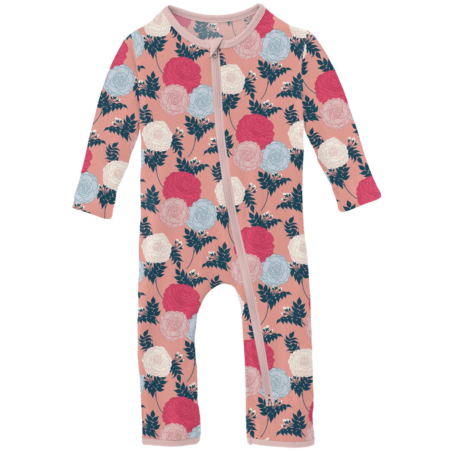 Print Coverall with 2 Way Zipper in Blush Enchanted Floral