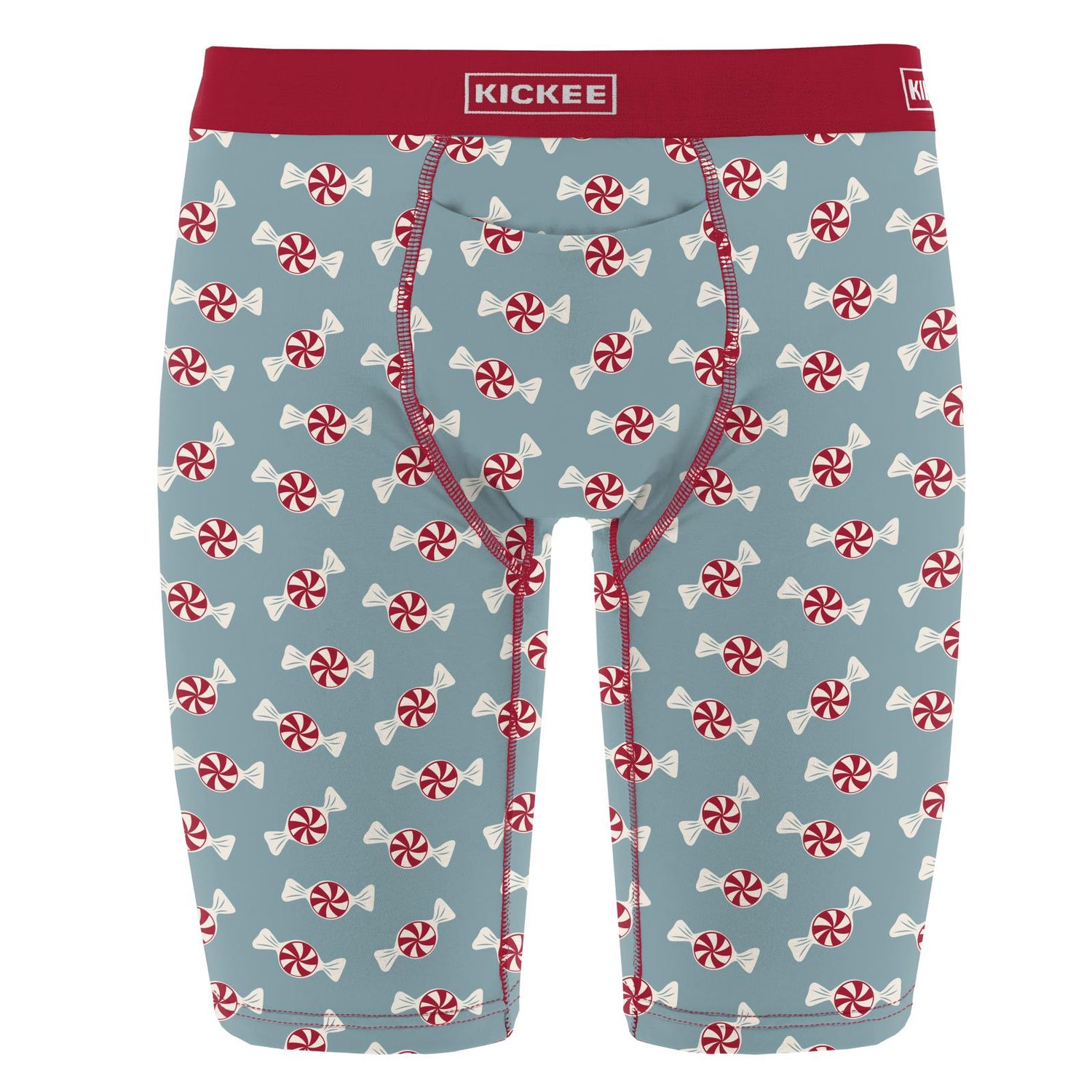 Men's Print Long Boxer Brief with Top Fly in Stormy Sea Peppermints