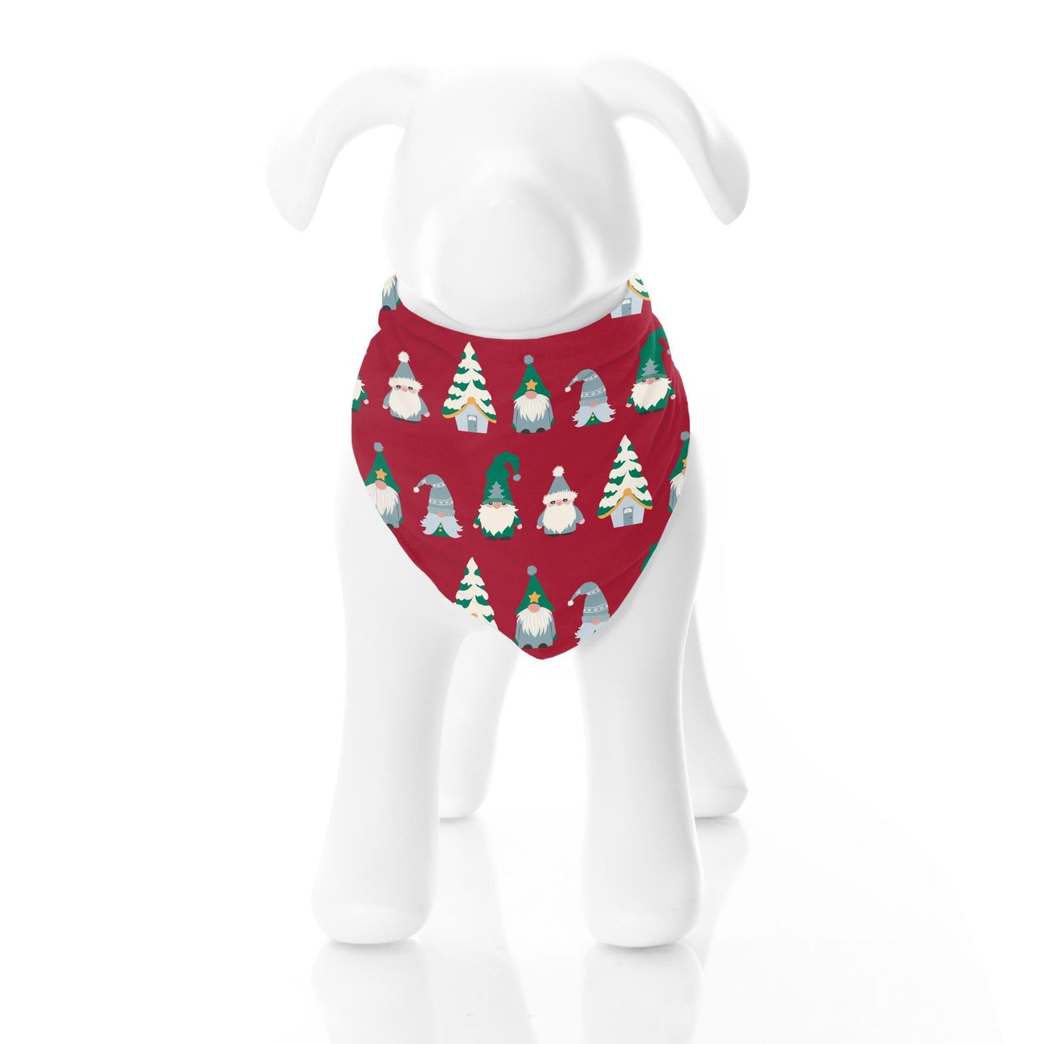 Print Dog Bandana in Crimson Gnomes