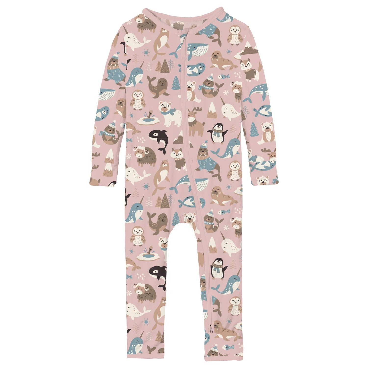 Print Coverall with 2 Way Zipper in Baby Rose Arctic Animals (344393)