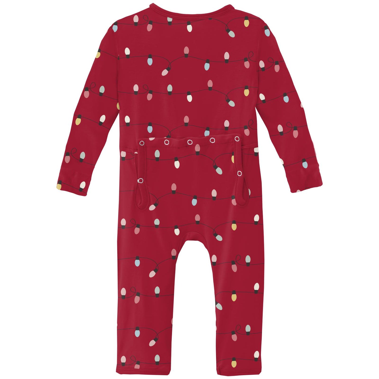Print Coverall with 2 Way Zipper in Crimson Holiday Lights (344443)