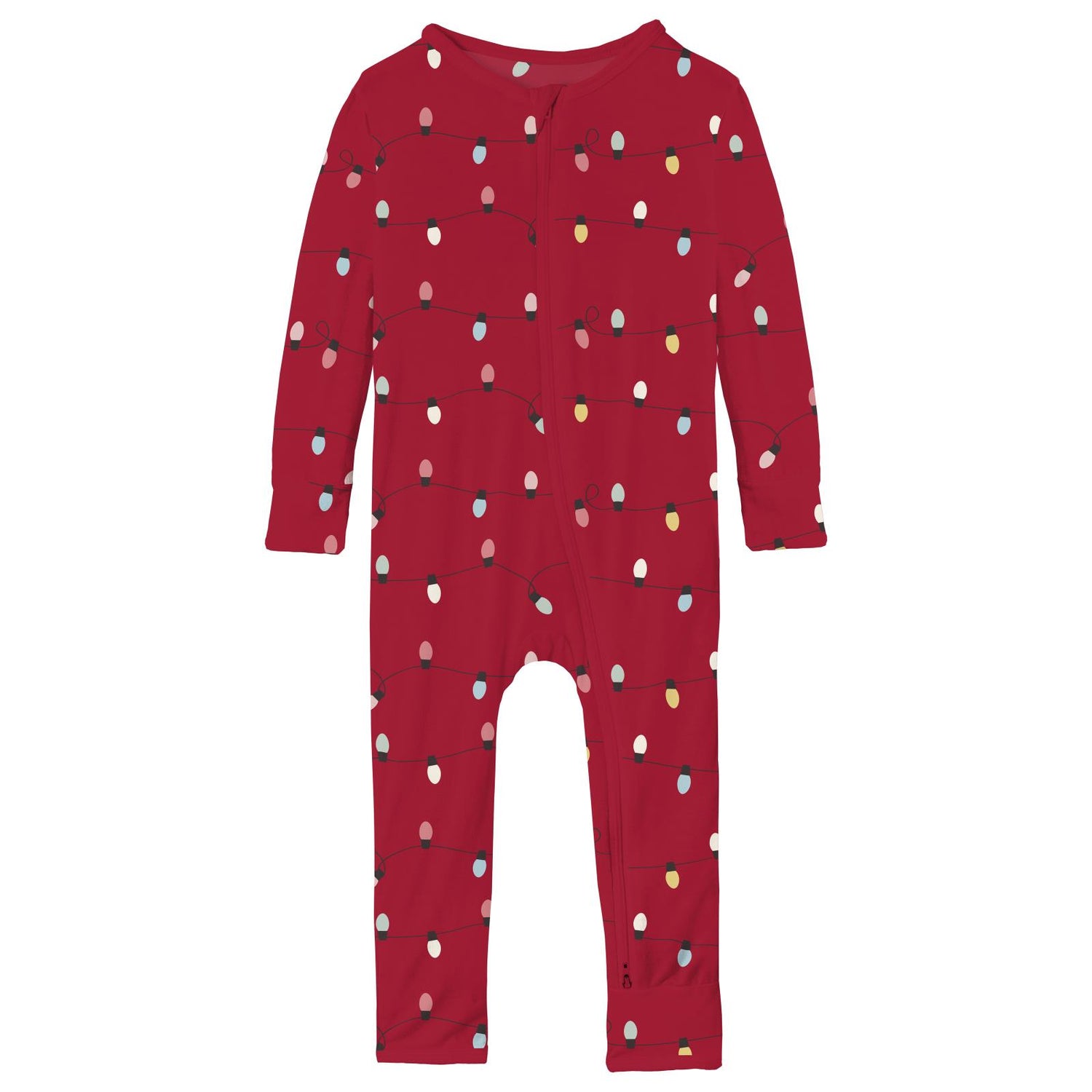 Print Coverall with 2 Way Zipper in Crimson Holiday Lights (344520)