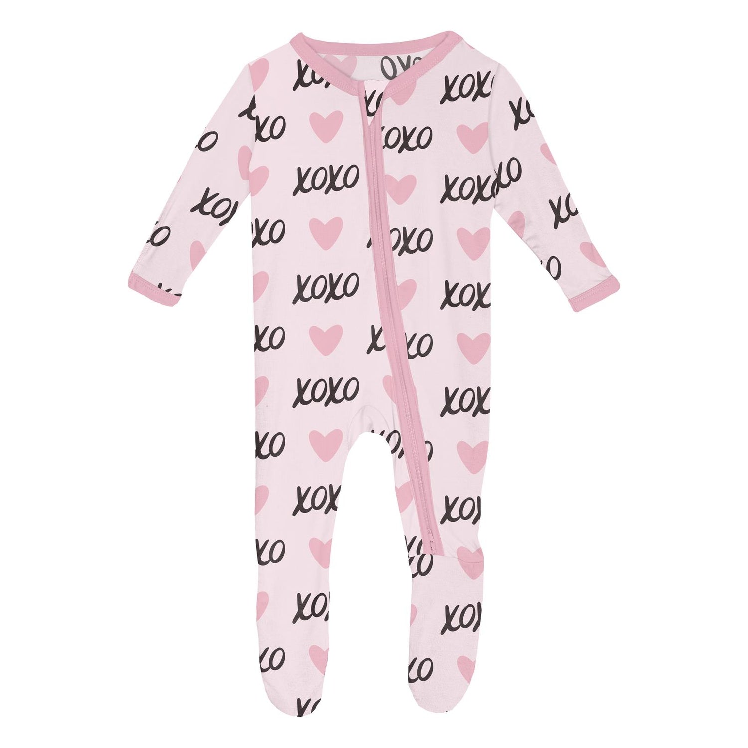 Print Footie with 2 Way Zipper in Shrinking Violet XOXO (359615)