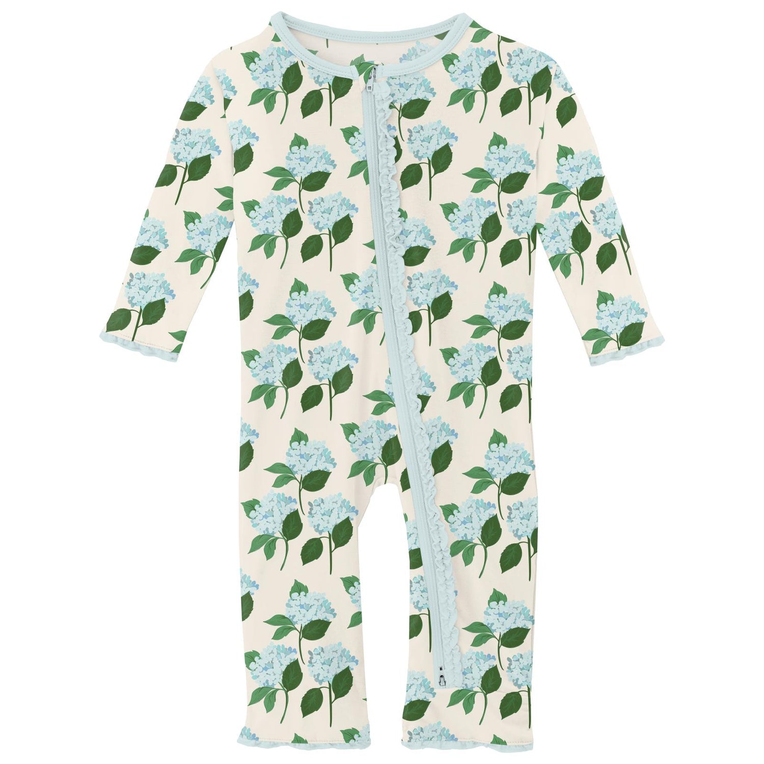 Print Muffin Ruffle Coverall with 2 Way Zipper in Hydrangea Bouquet (359619)