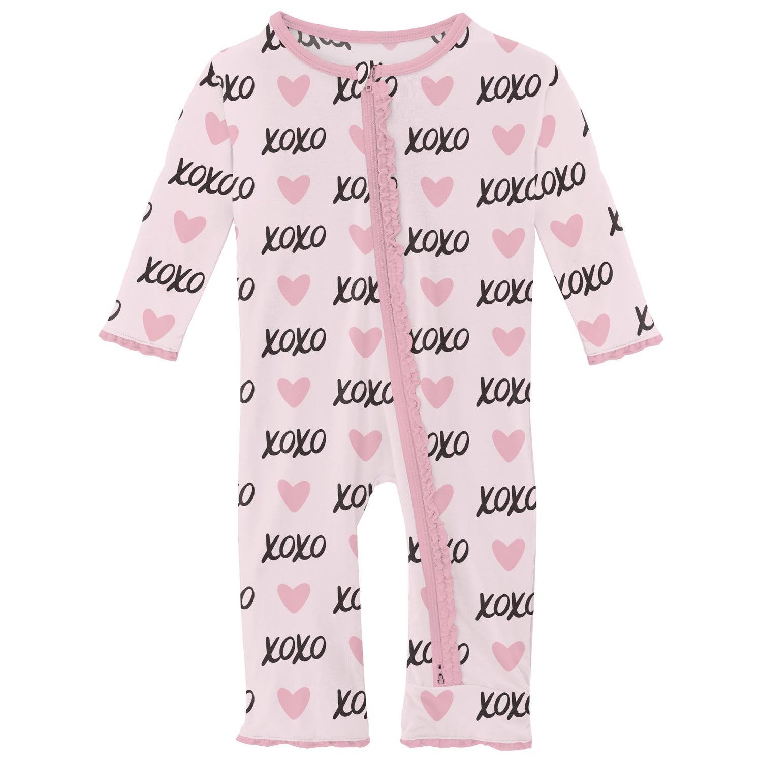Print Muffin Ruffle Coverall with 2 Way Zipper in Shrinking Violet XOXO (359621)