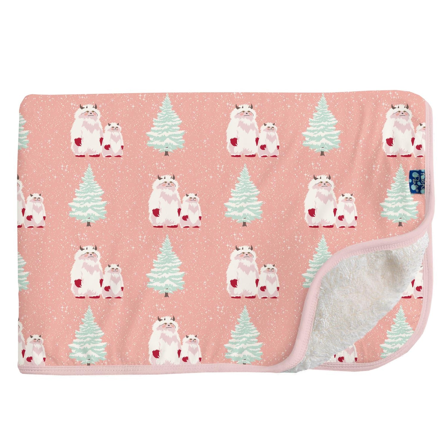 Print Sherpa-Lined Stroller Blanket in Blush Yeti