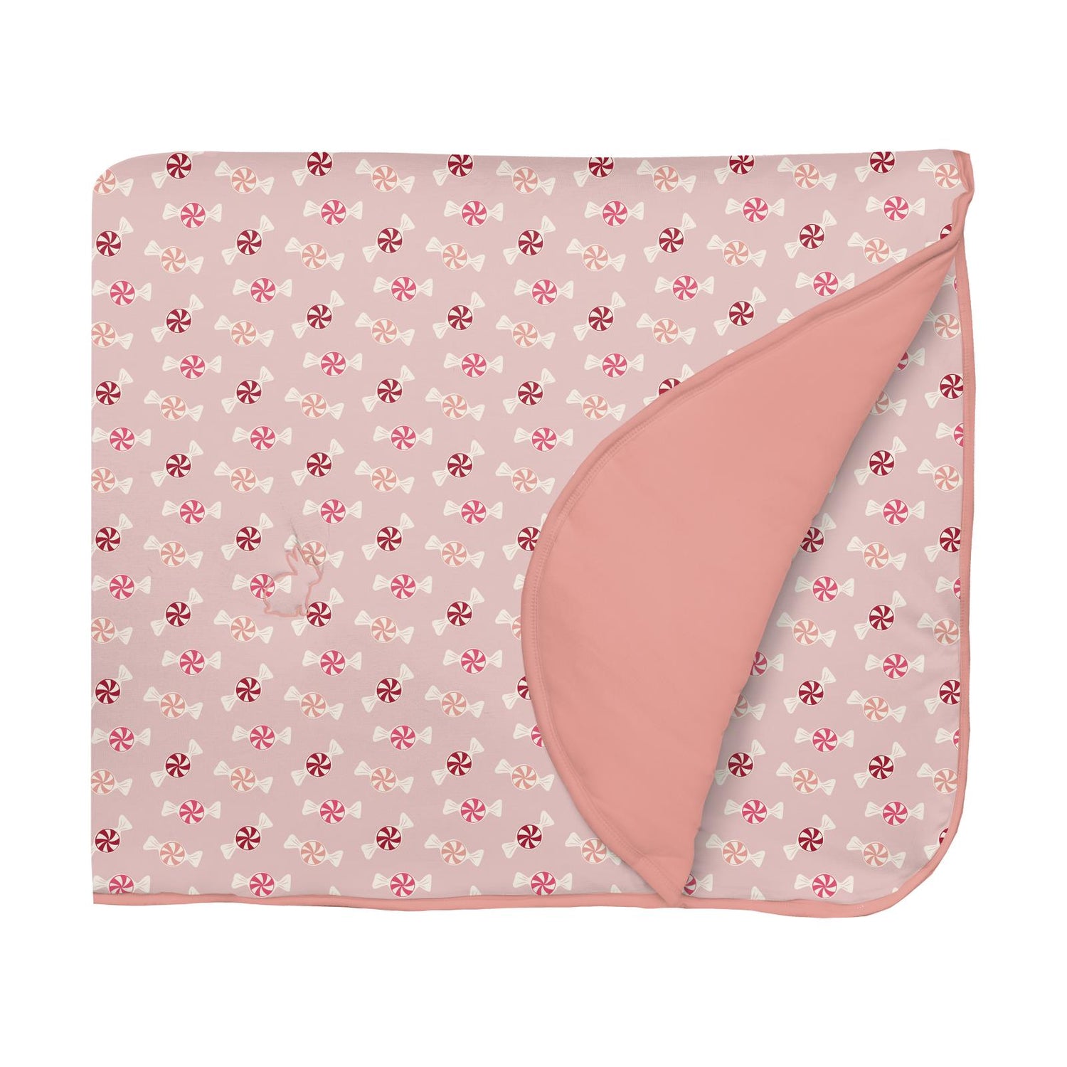 Print Fluffle Stroller Blanket with Embroidery in Baby Rose Peppermints