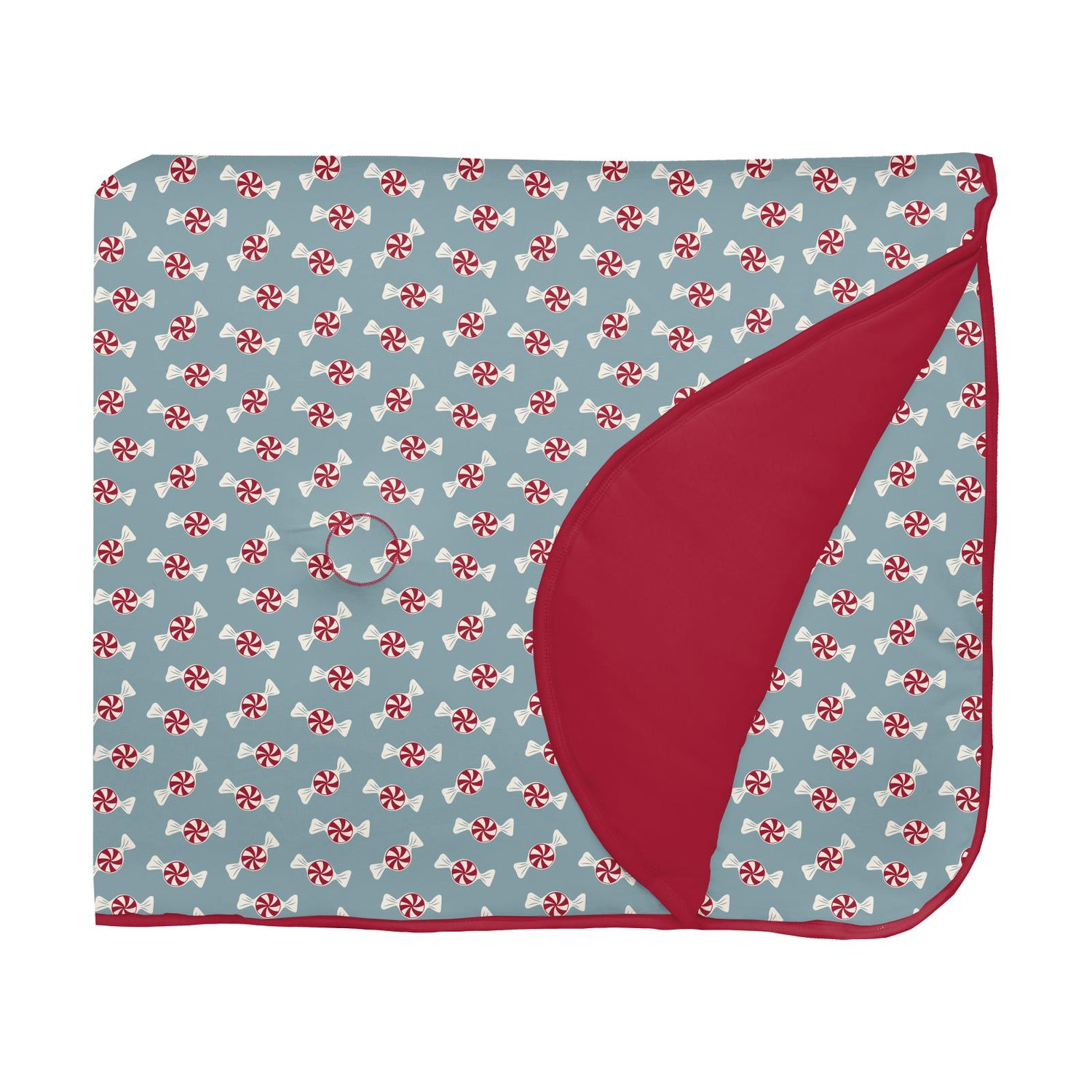 Print Fluffle Stroller Blanket with Embroidery in Stormy Sea Peppermints