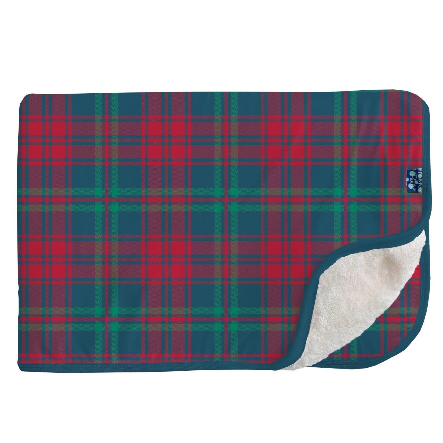 Print Sherpa-Lined Stroller Blanket in Peacock Plaid