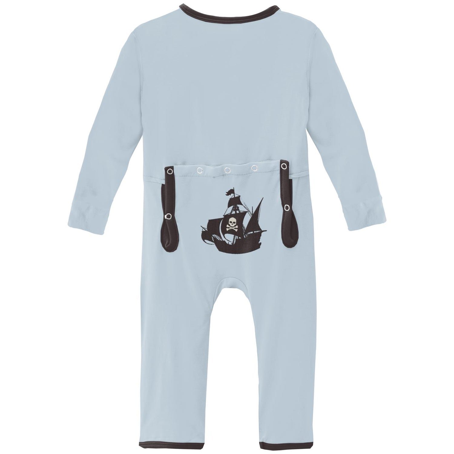 Applique Coverall with 2 Way Zipper in Illusion Blue Pirate Ship (307459)