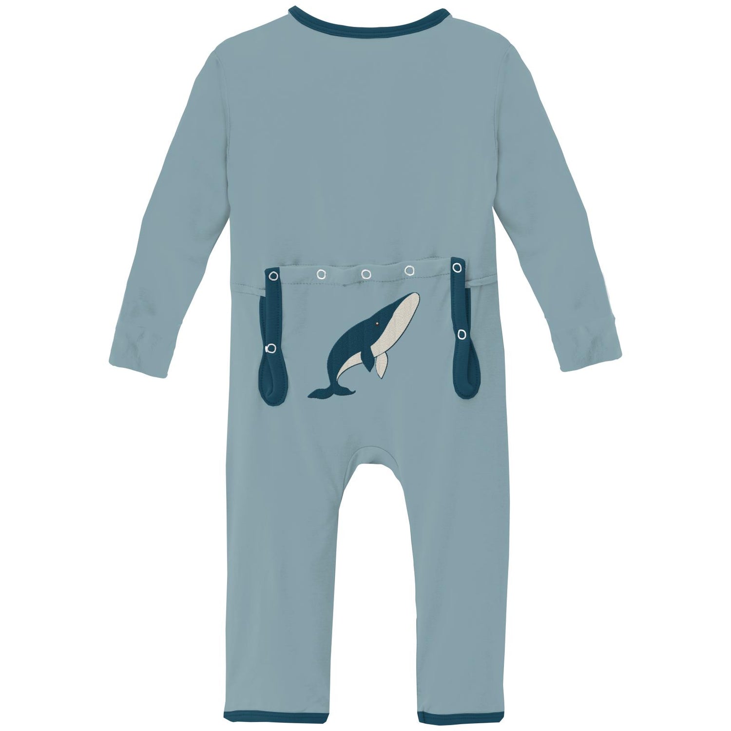 Applique Coverall with Snaps in Stormy Sea Whale (307397)