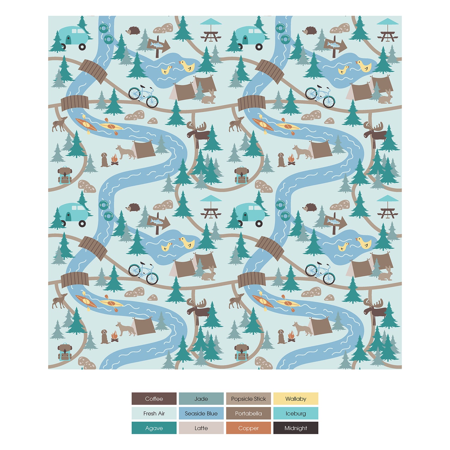 Print Coverall with 2 Way Zipper in Fresh Air Campground Map (323823)
