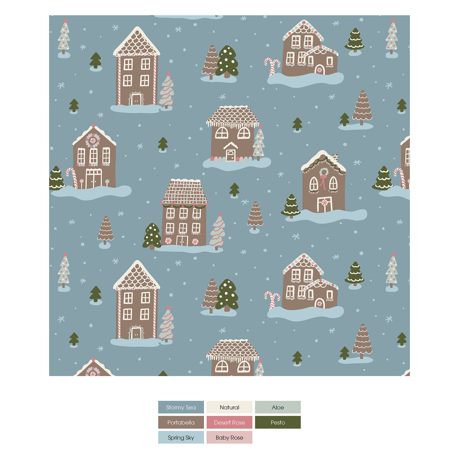 Print Sherpa-Lined Toddler Blanket in Stormy Sea Gingerbread Town (348725)